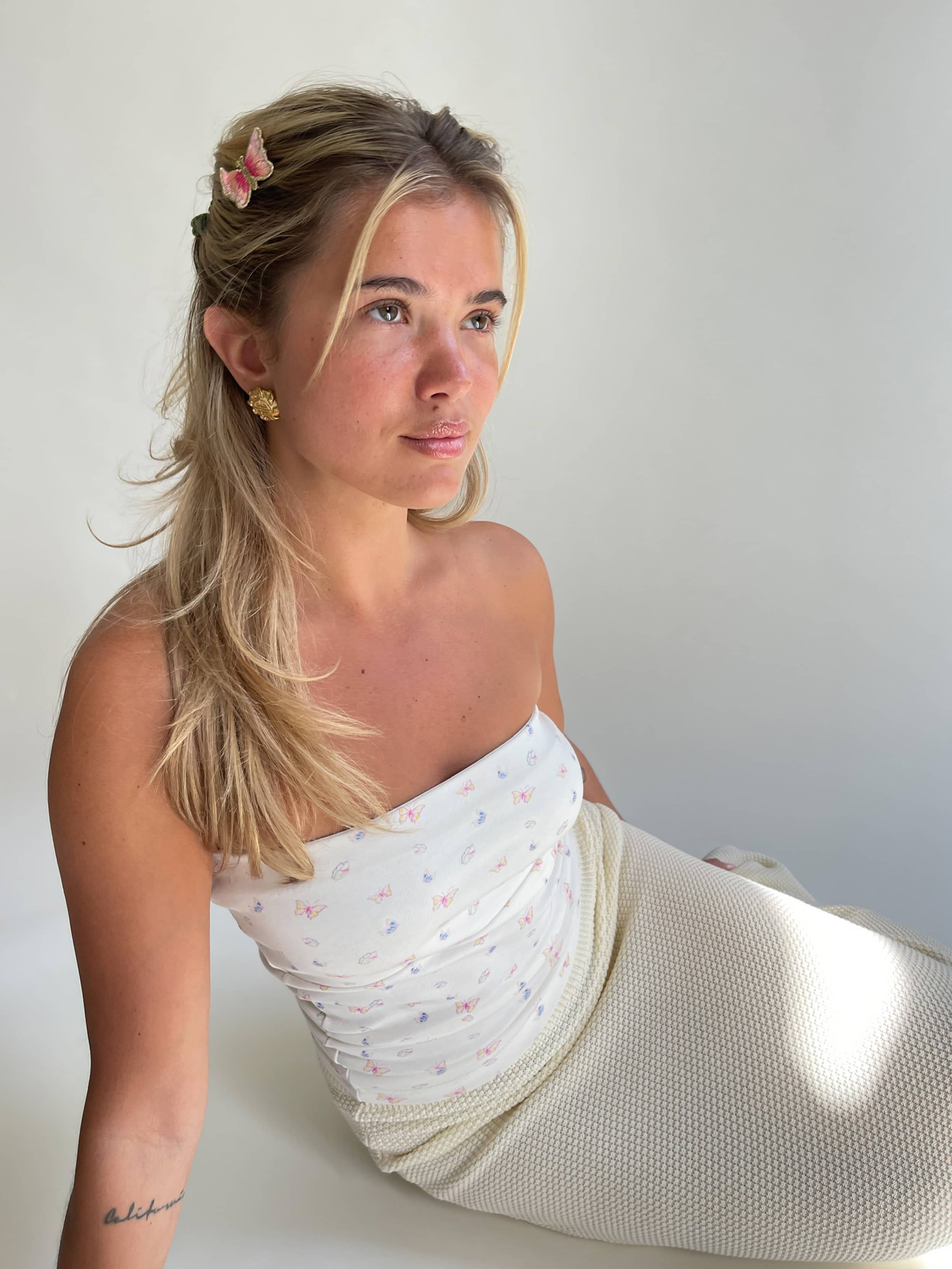 Daily Tube Top Butterfly - White Butterfly | Djerf Avenue
