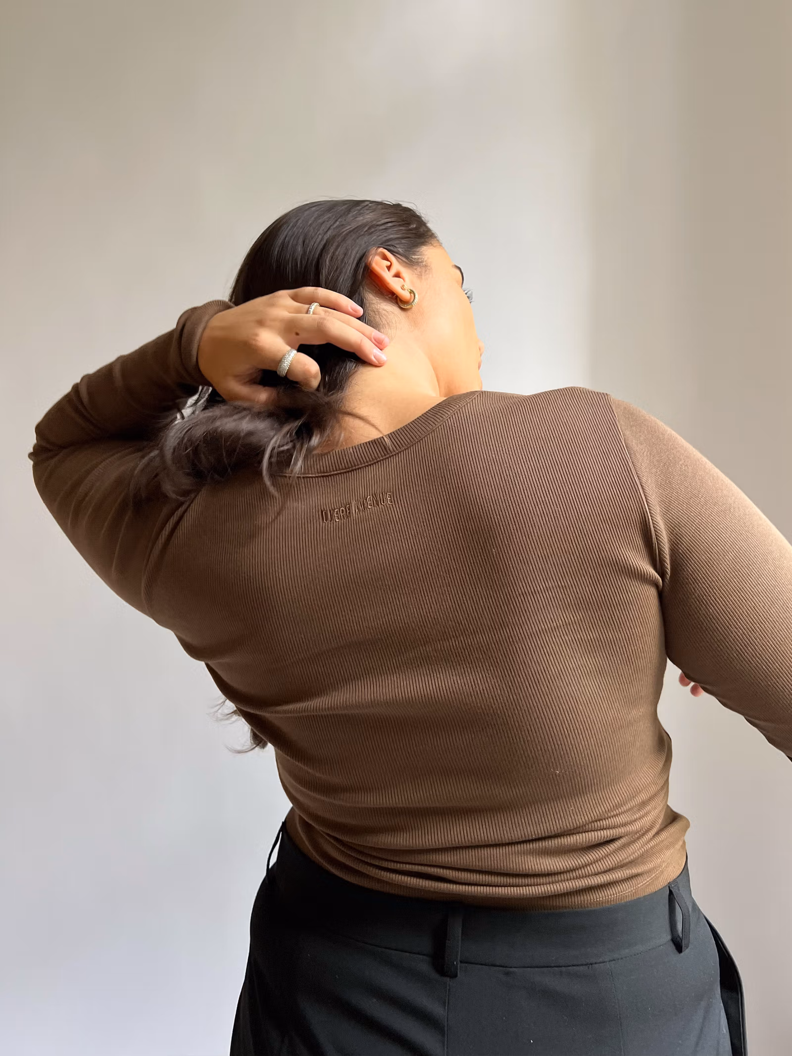 Daily Long Sleeve Top Ribbed Cocoa