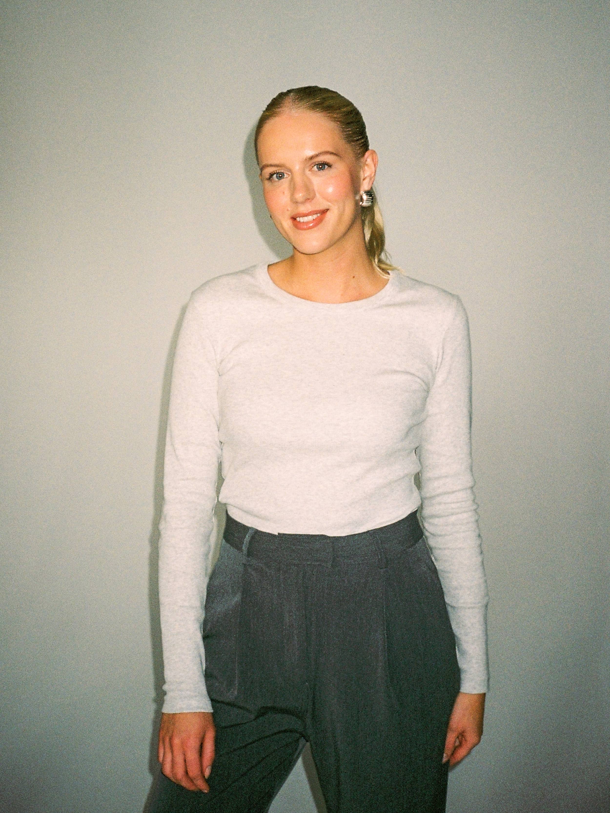 Daily Long Sleeve Top Ribbed Grey Melange - Grey melange | Djerf