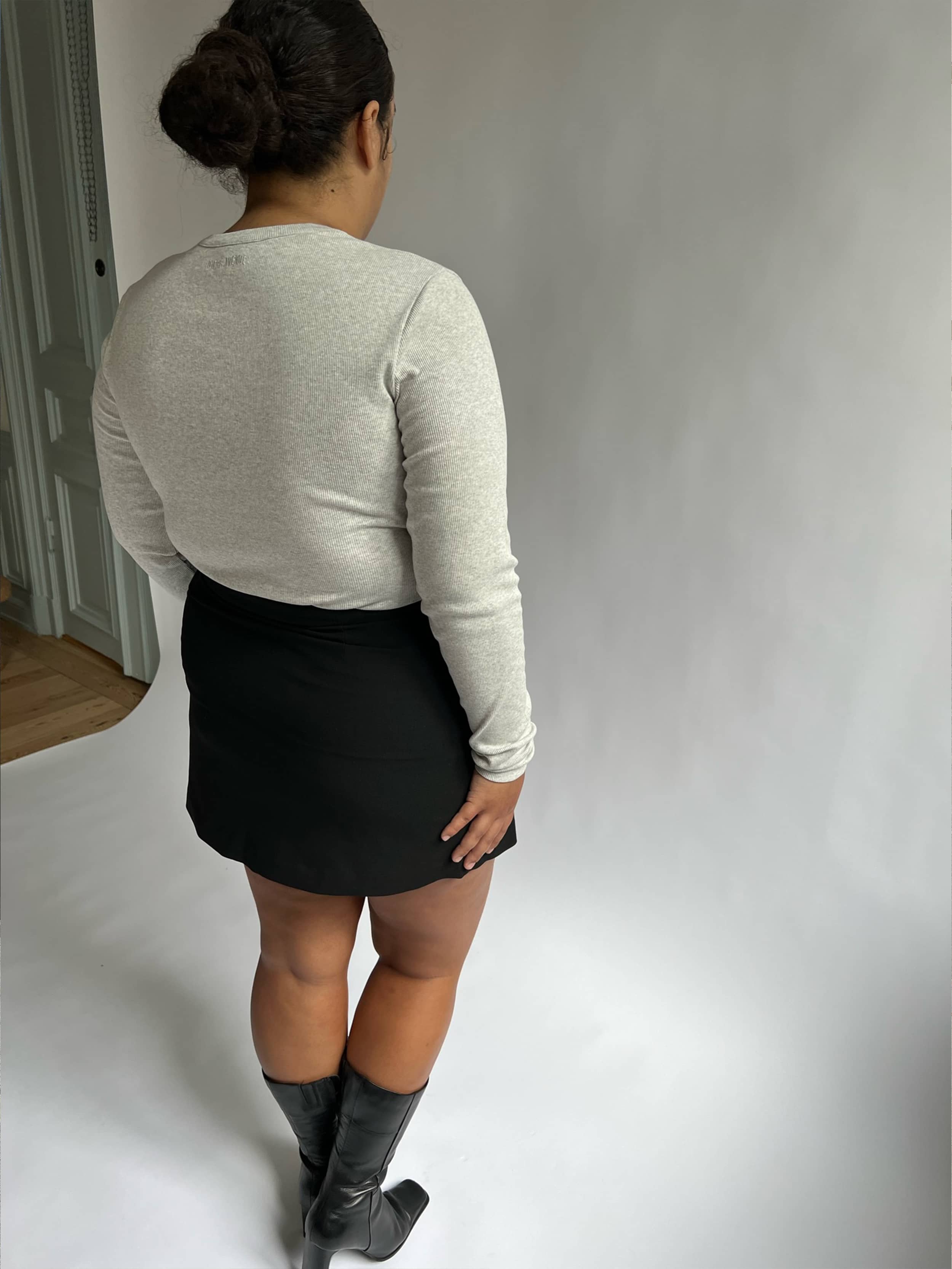 Daily Long Sleeve Top Ribbed Grey Melange - Grey melange | Djerf