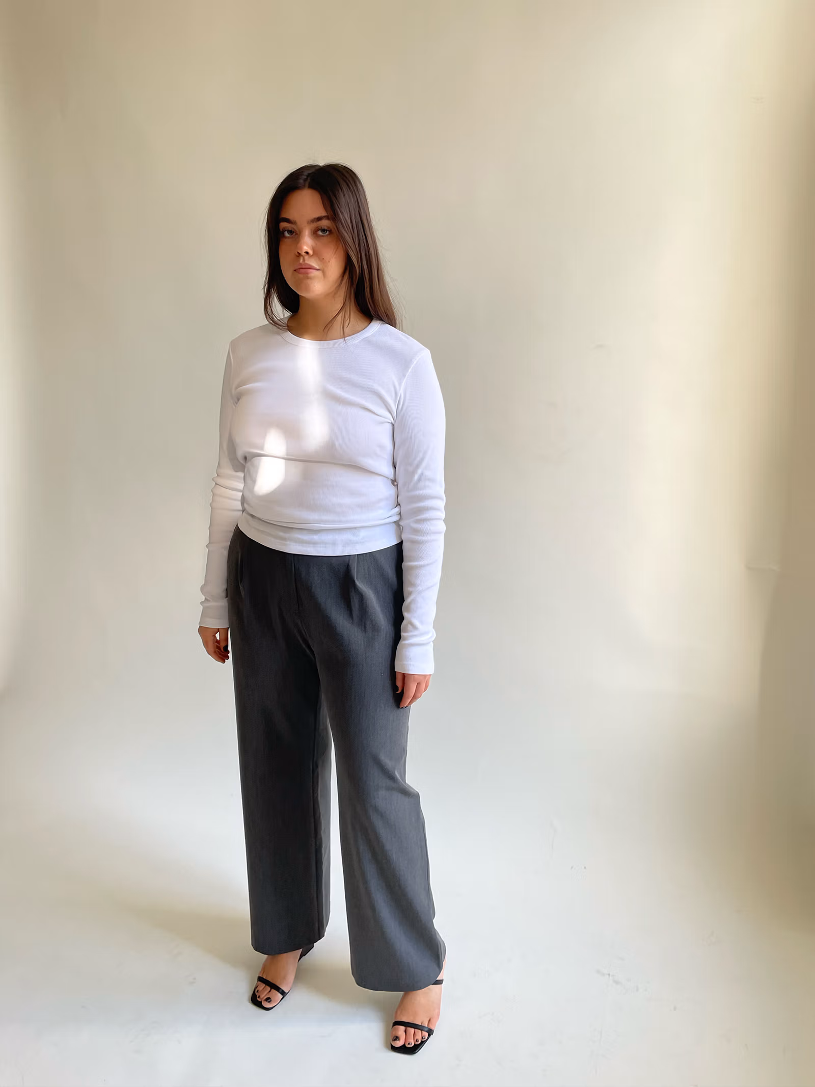 Daily Long Sleeve Top Ribbed White