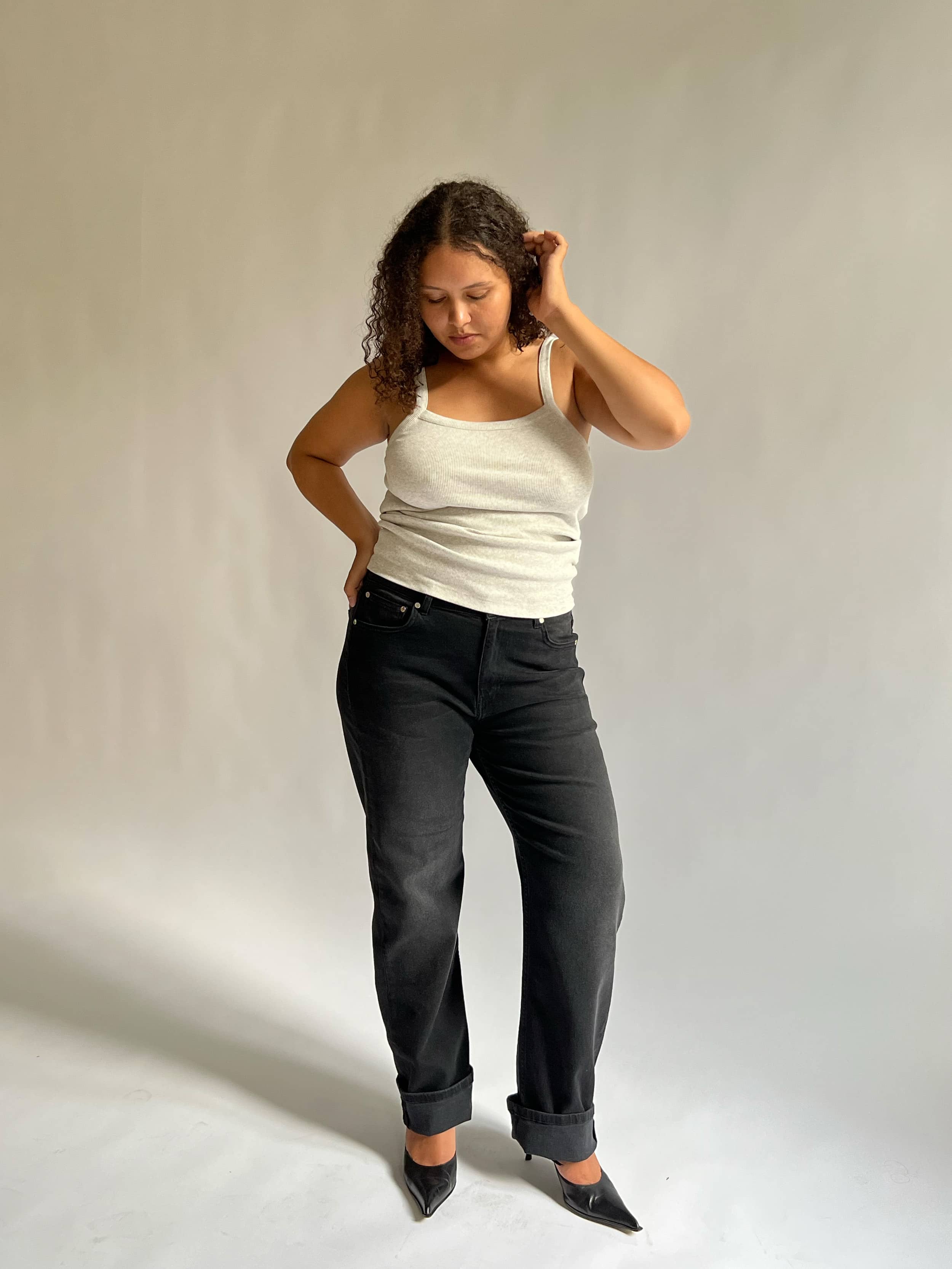 Daily Tank Top Ribbed Grey Melange - Grey melange | Djerf Avenue