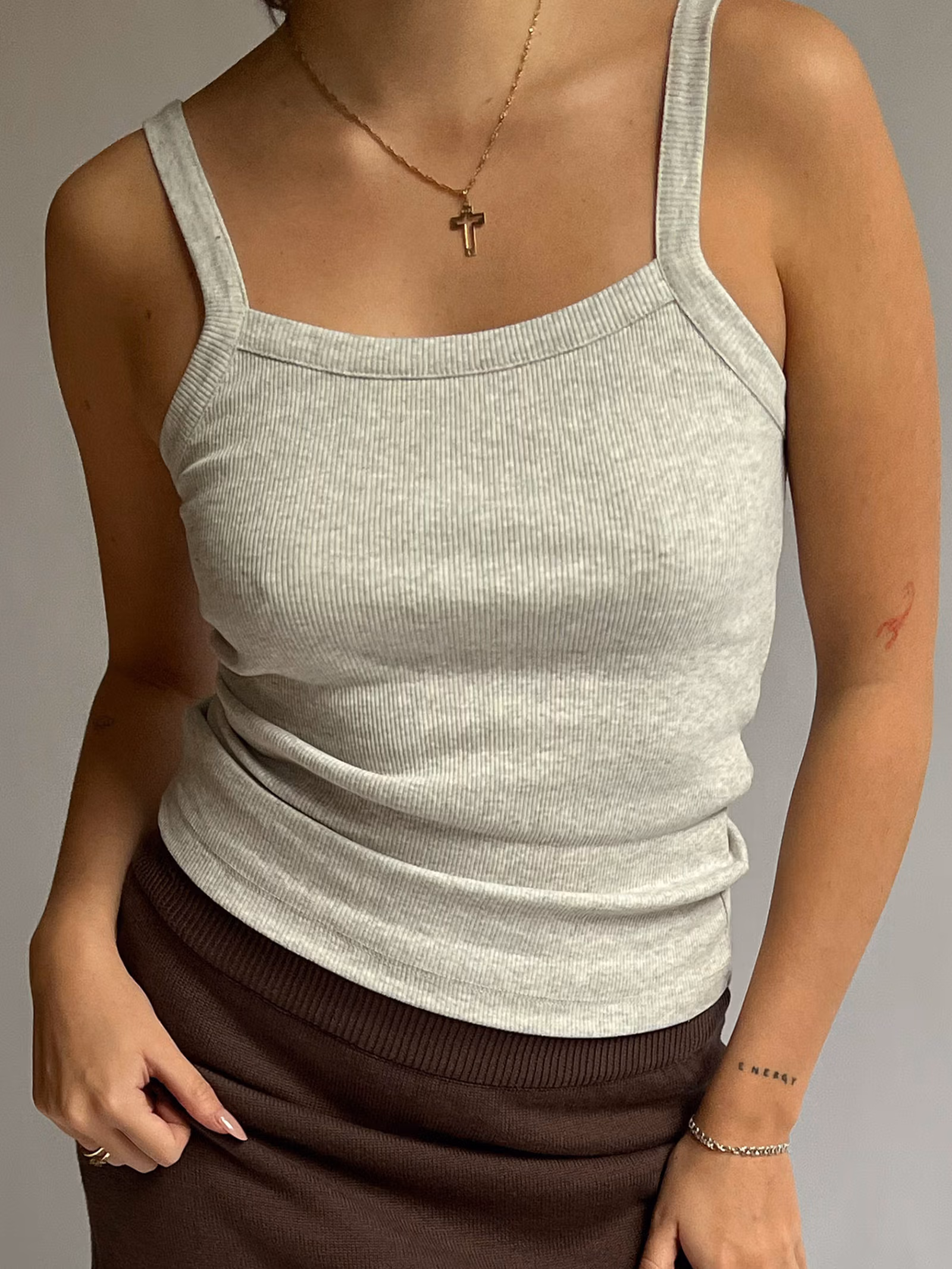 Daily Tank Top Ribbed Grey Melange
