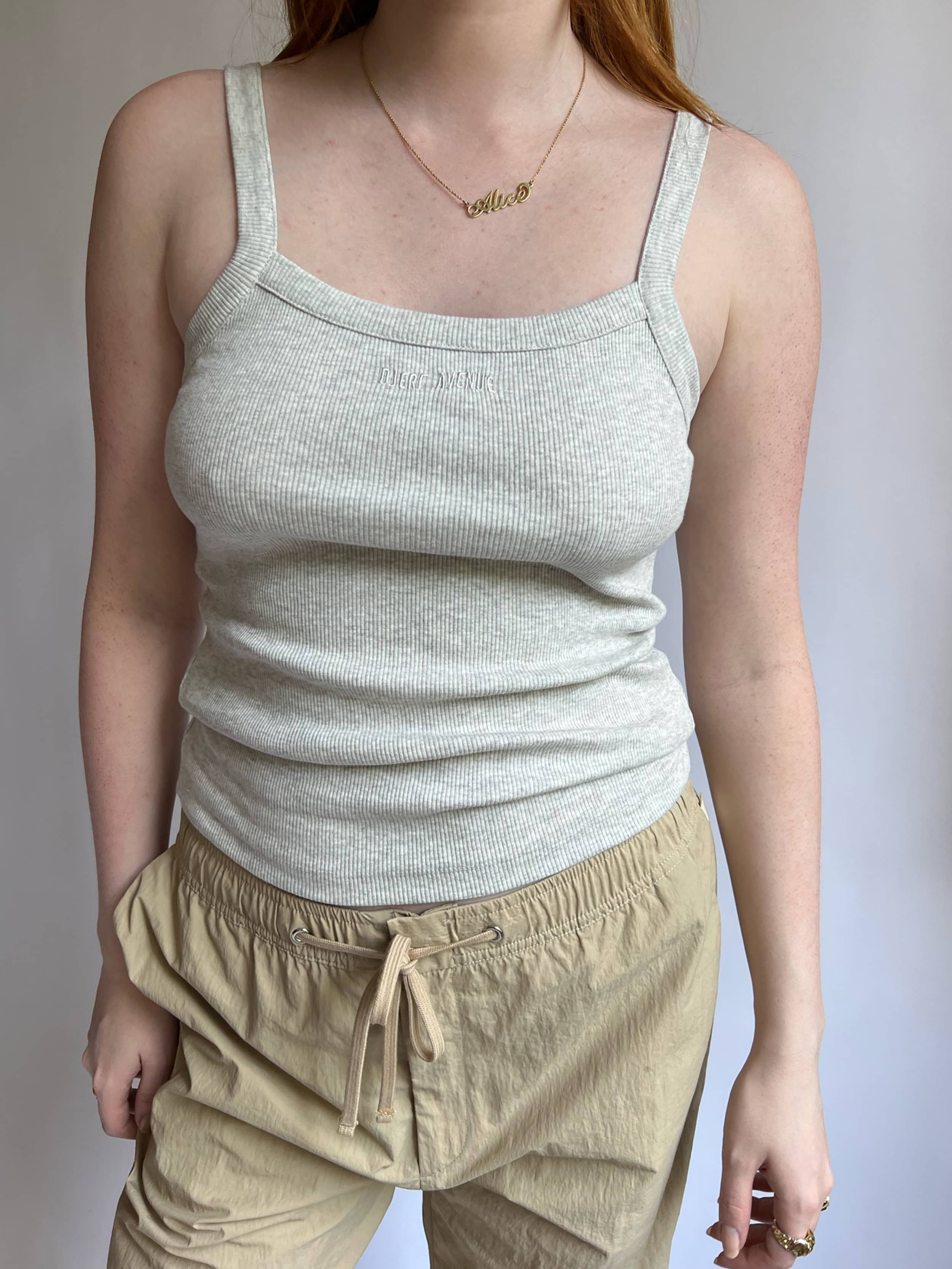 Daily Tank Top Ribbed Grey Melange - Grey melange | Djerf Avenue