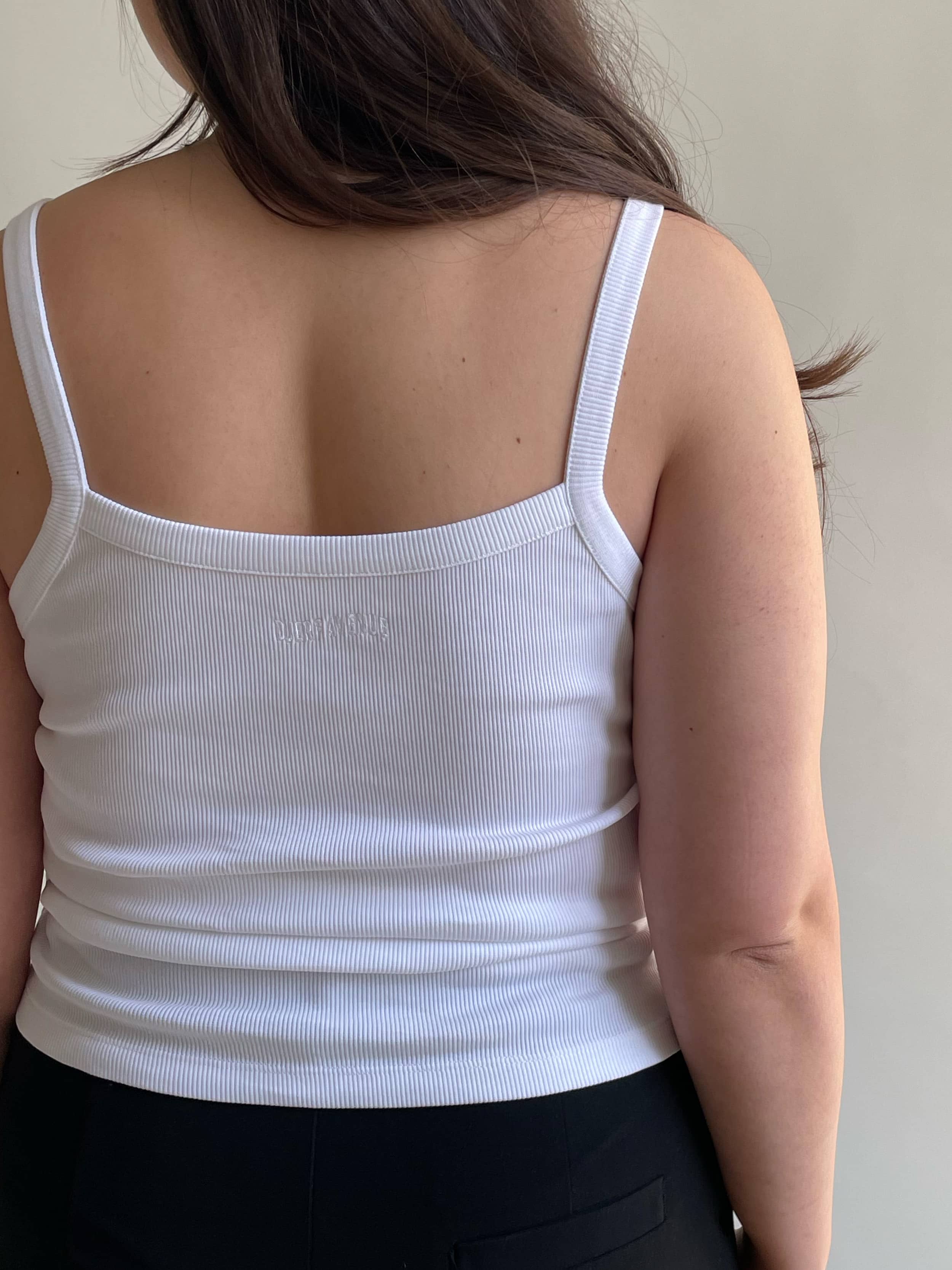 efu EATHER SLEEVELESS TOP ホワイトF Sleeveless T-Shirt Eyelet Edition White | Ron Dorff
