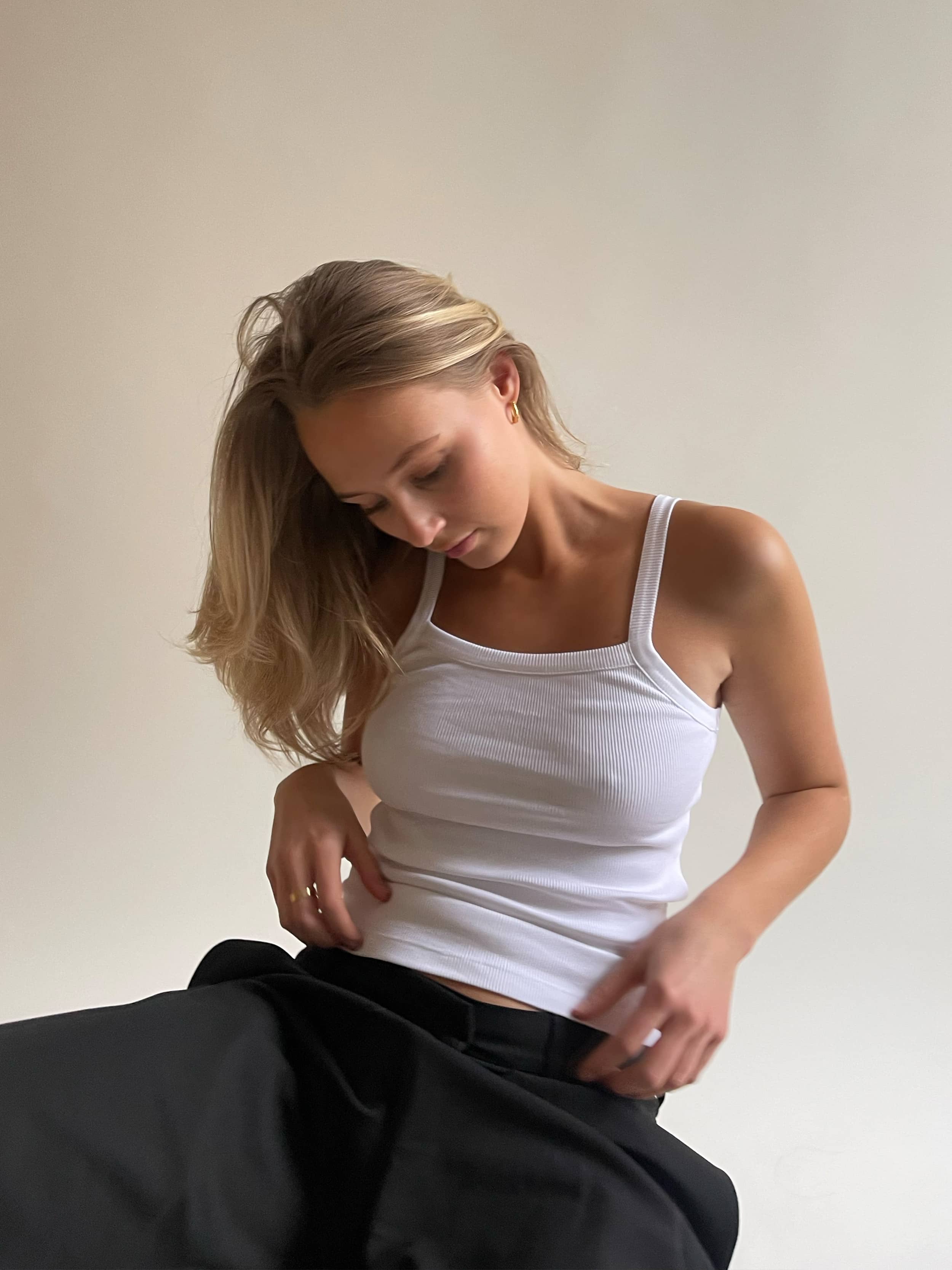 Daily Tank Top Ribbed White - White | Djerf Avenue
