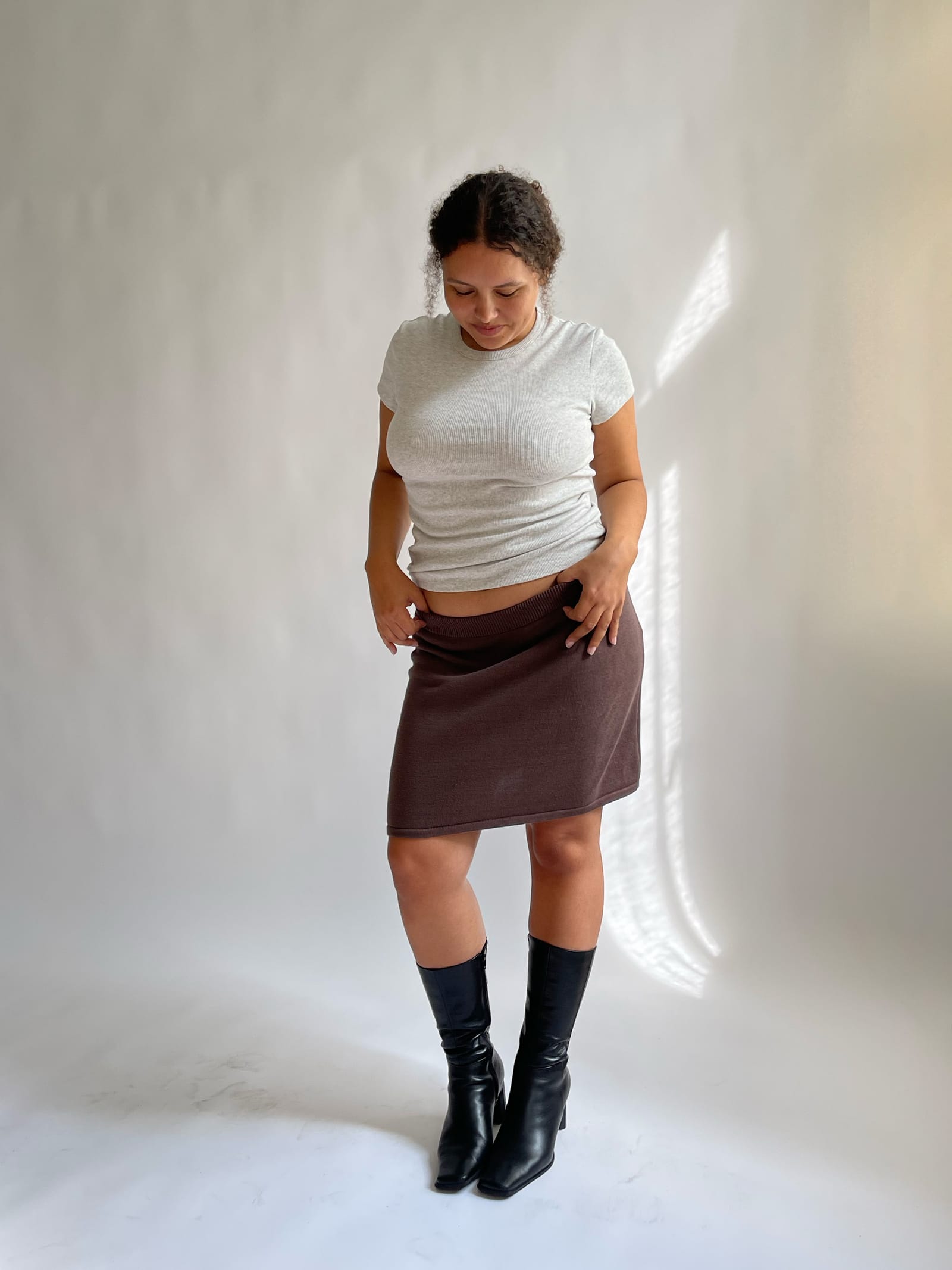 Daily T-Shirt Ribbed Grey Melange