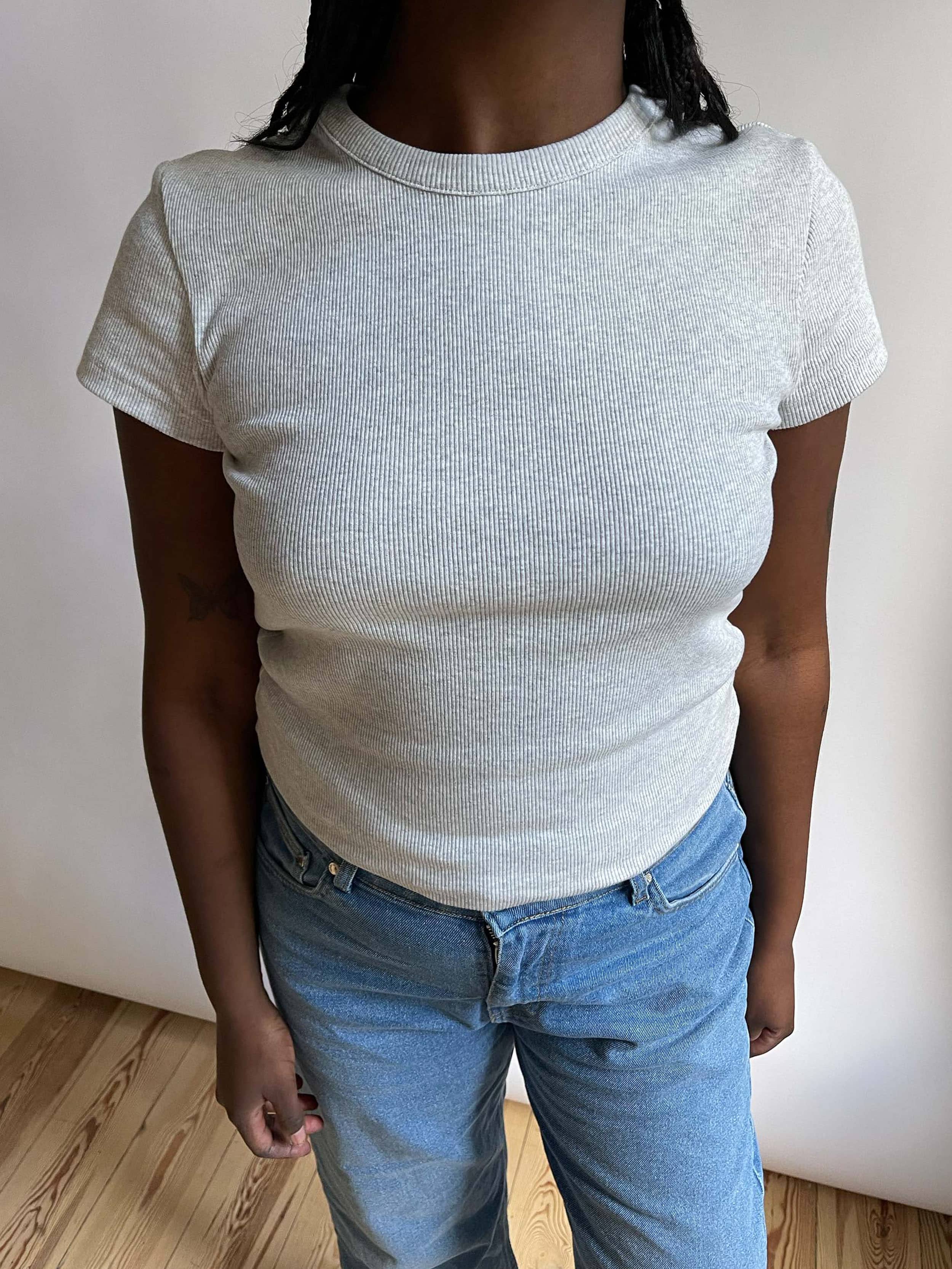 Daily T-Shirt Ribbed Grey Melange - Grey melange | Djerf Avenue
