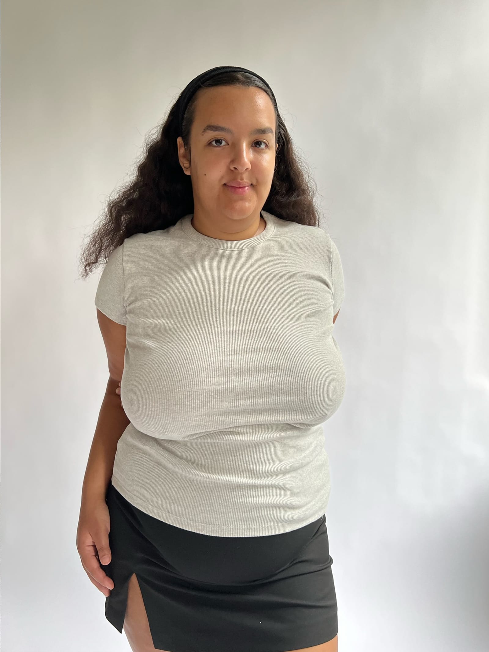 Daily T-Shirt Ribbed Grey Melange