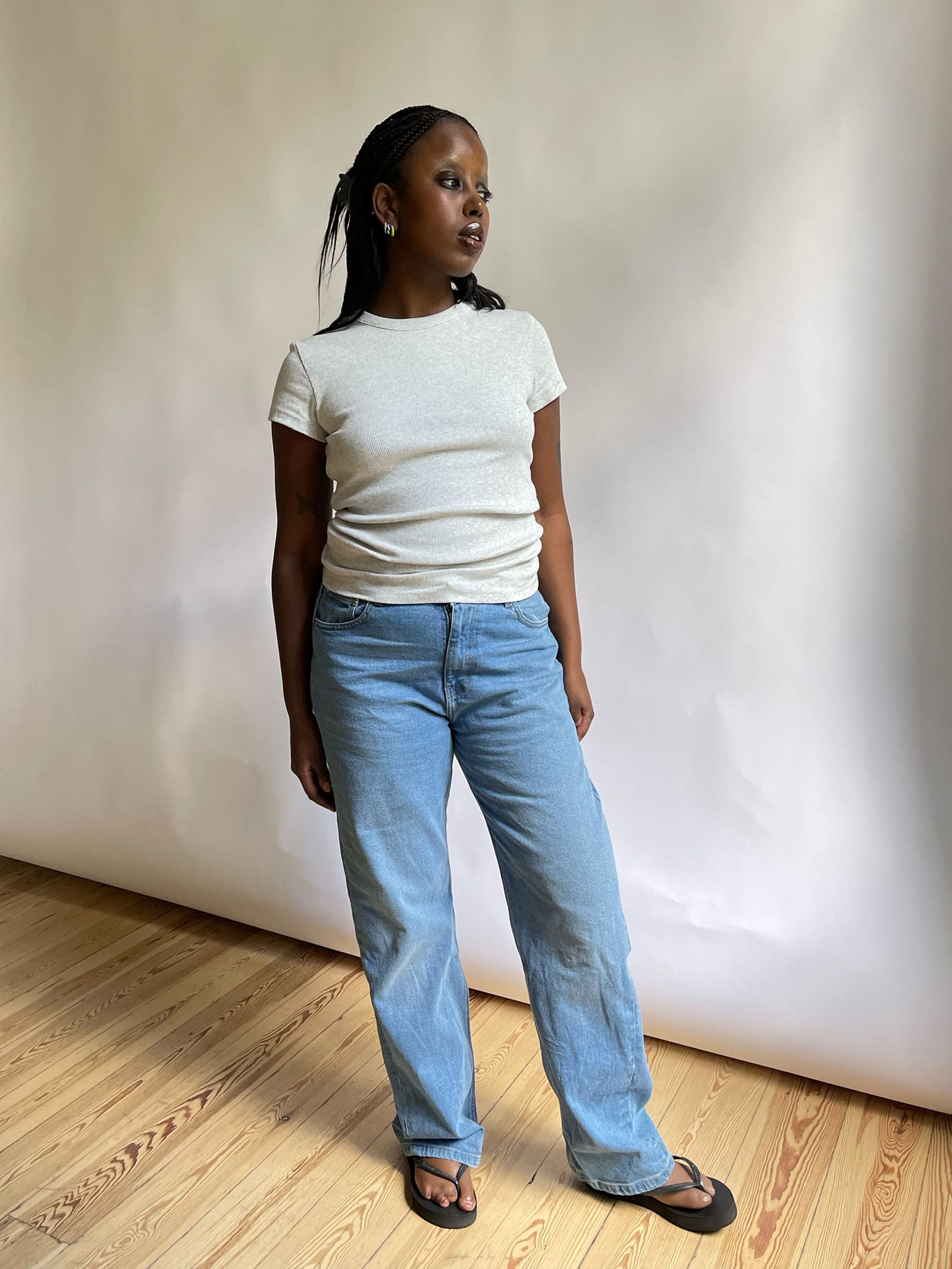 Daily T-Shirt Ribbed Grey Melange