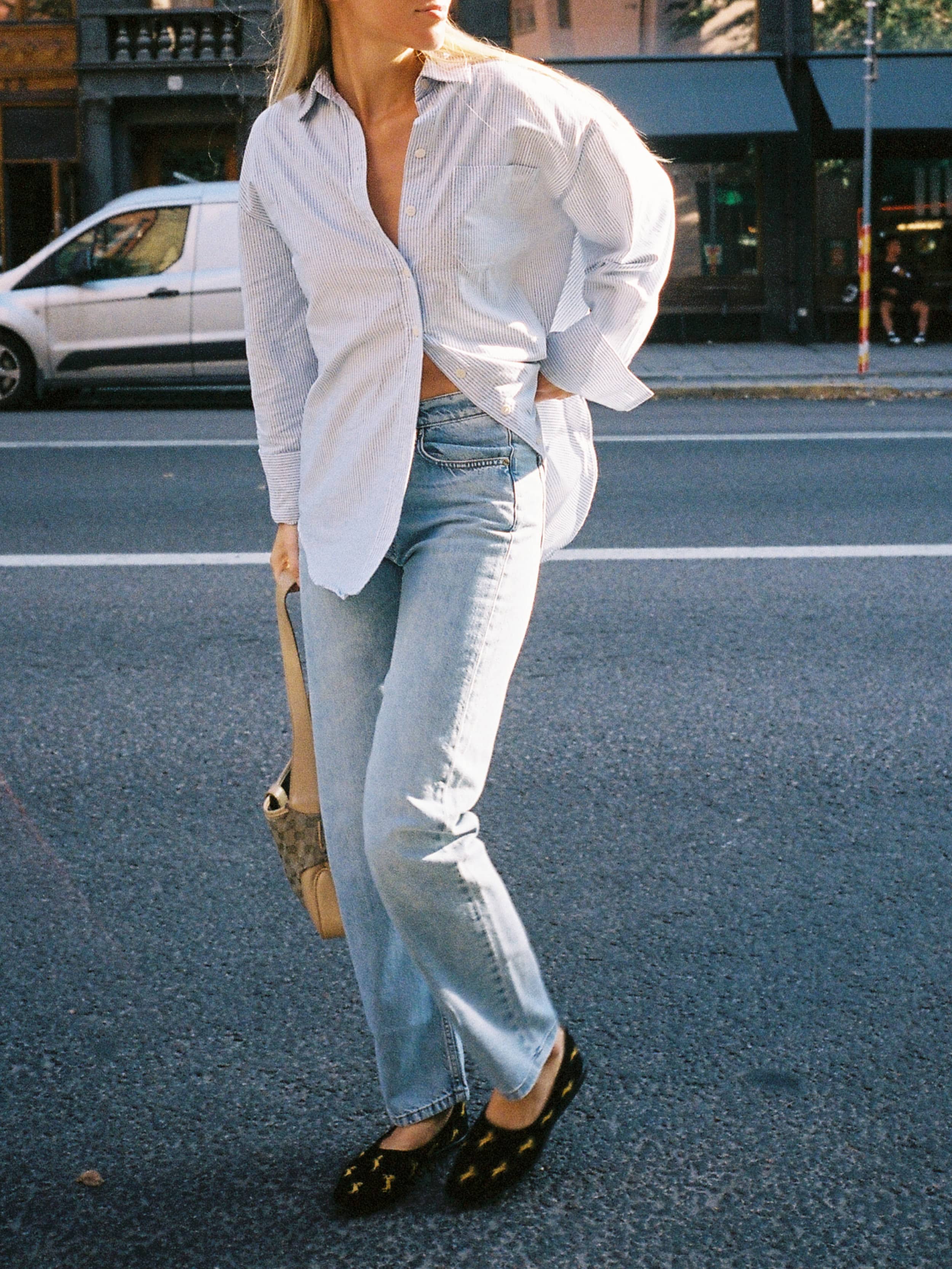 パンツ djerf avenue denim Relaxed Jeans Washed Blue - Washed Blue | Djerf Avenue