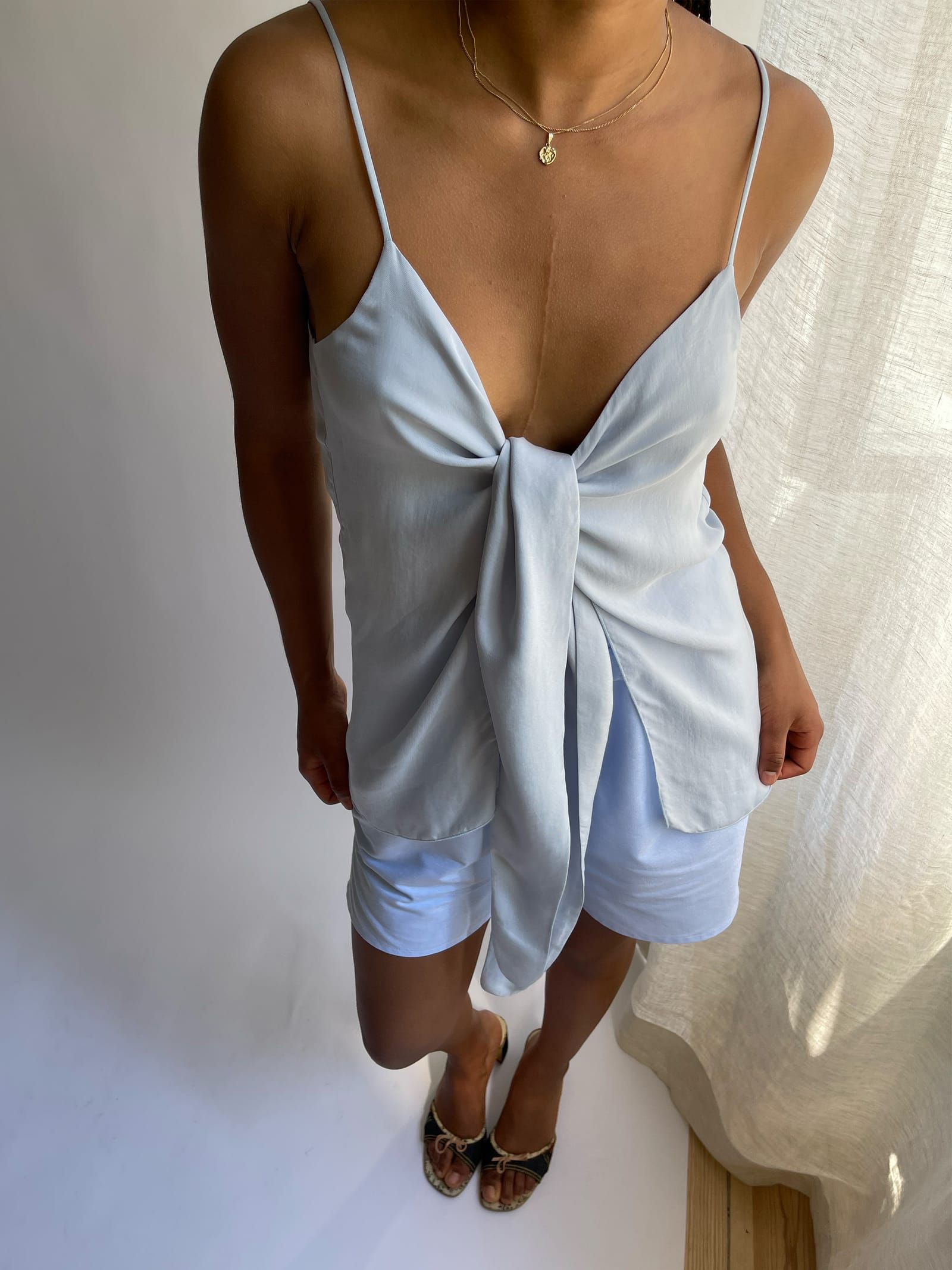 Tie Tank Top Baby Blue