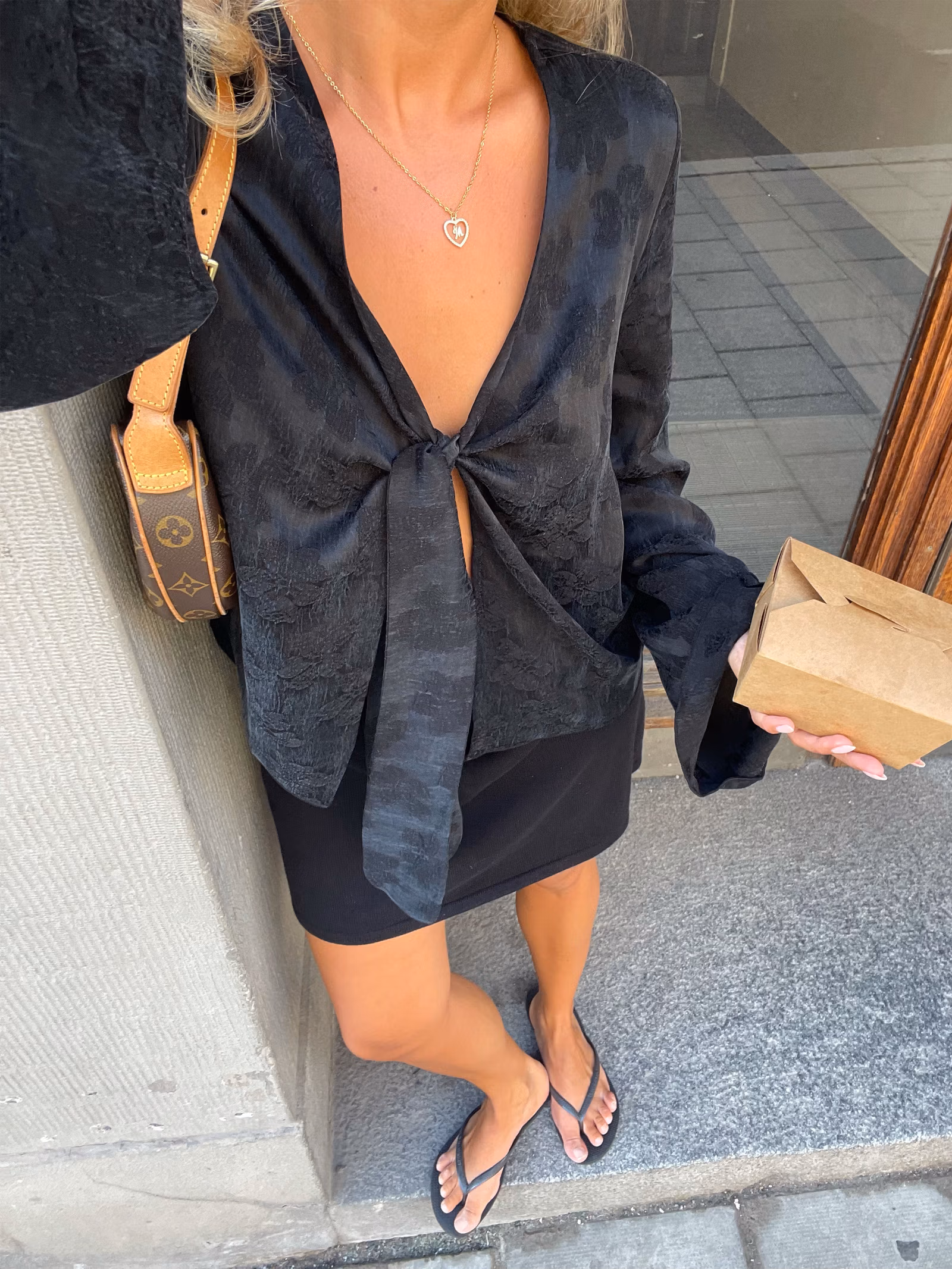 Tie Top Long Sleeve Black