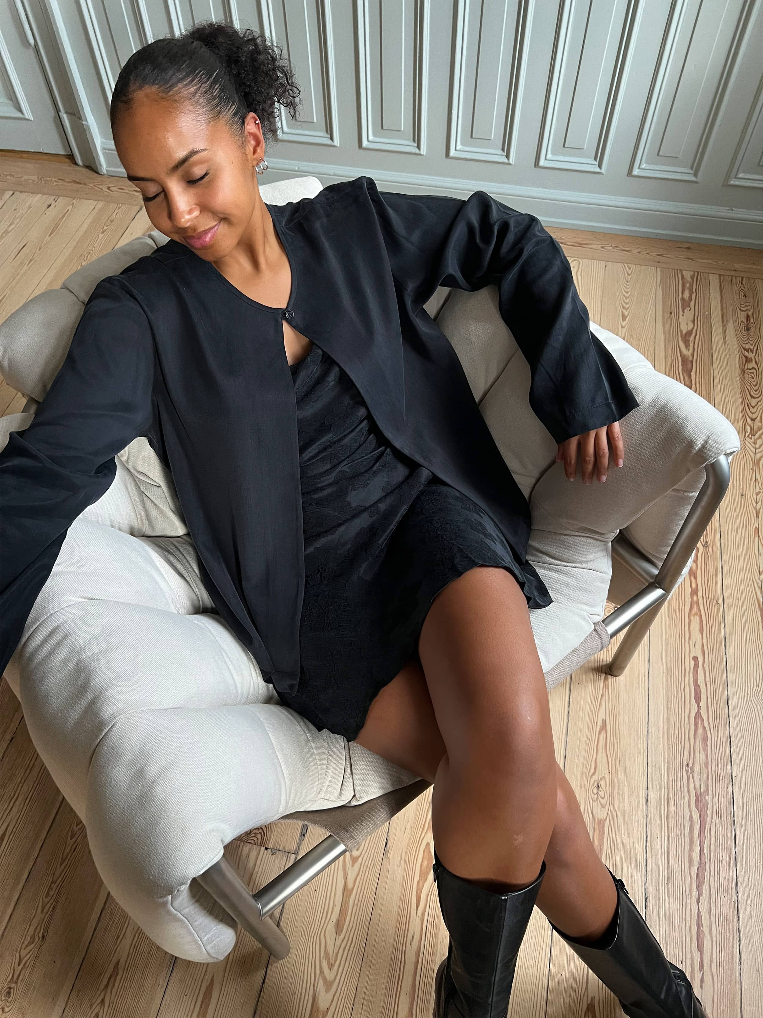 トップス eaphi ASYMMETRY GLITTER CARDIGAN wave-tuck-asymmetry-glitter-