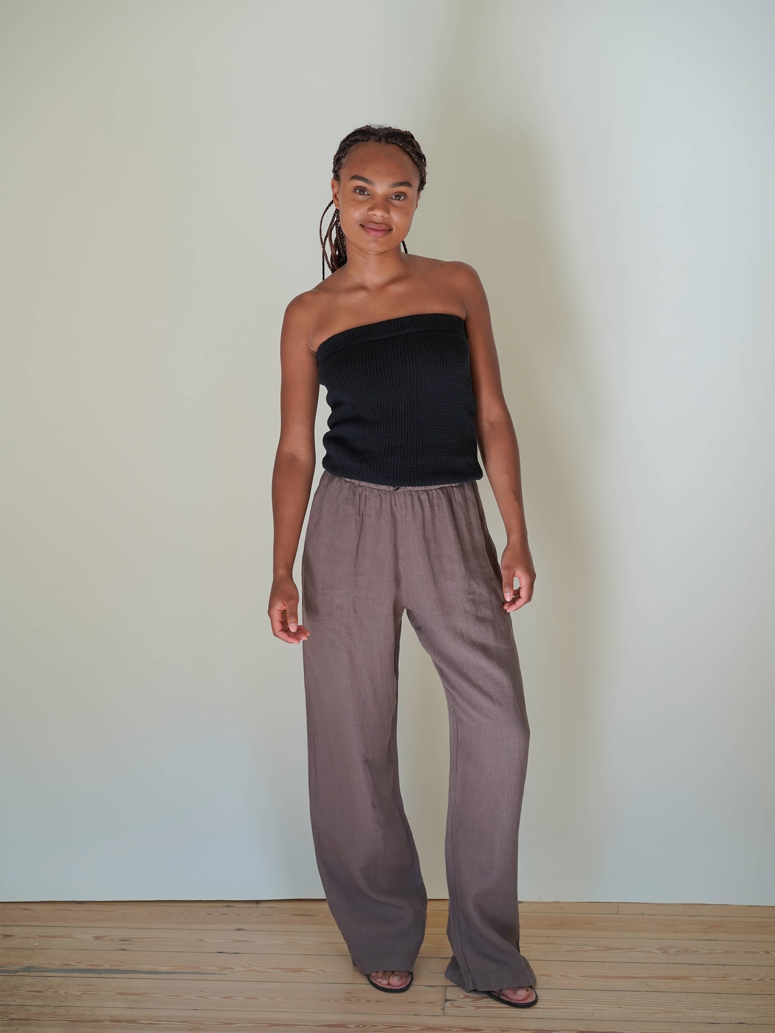 Linen Pants Brown - Brown | Djerf Avenue