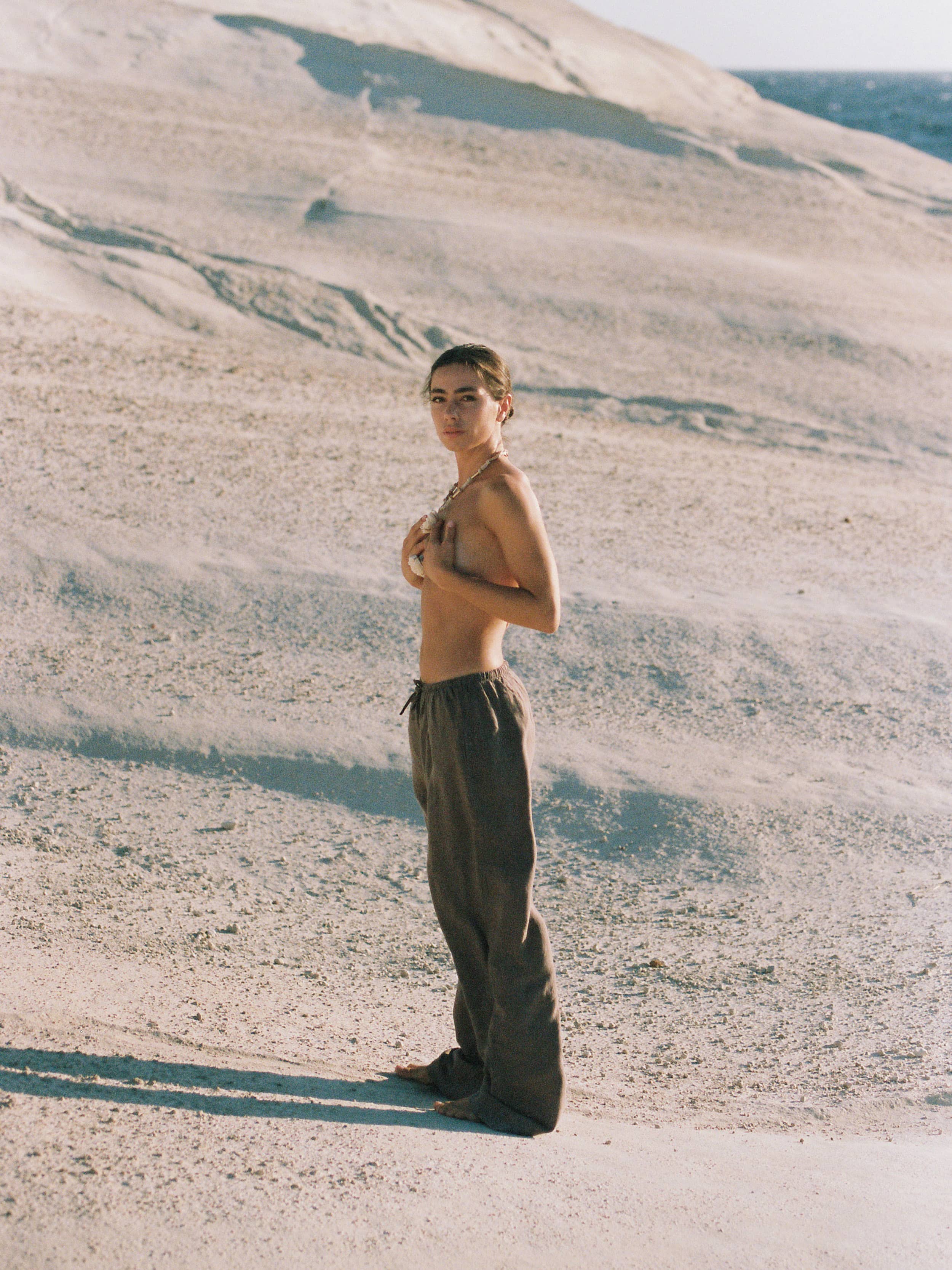 Linen Pants Brown - Brown | Djerf Avenue