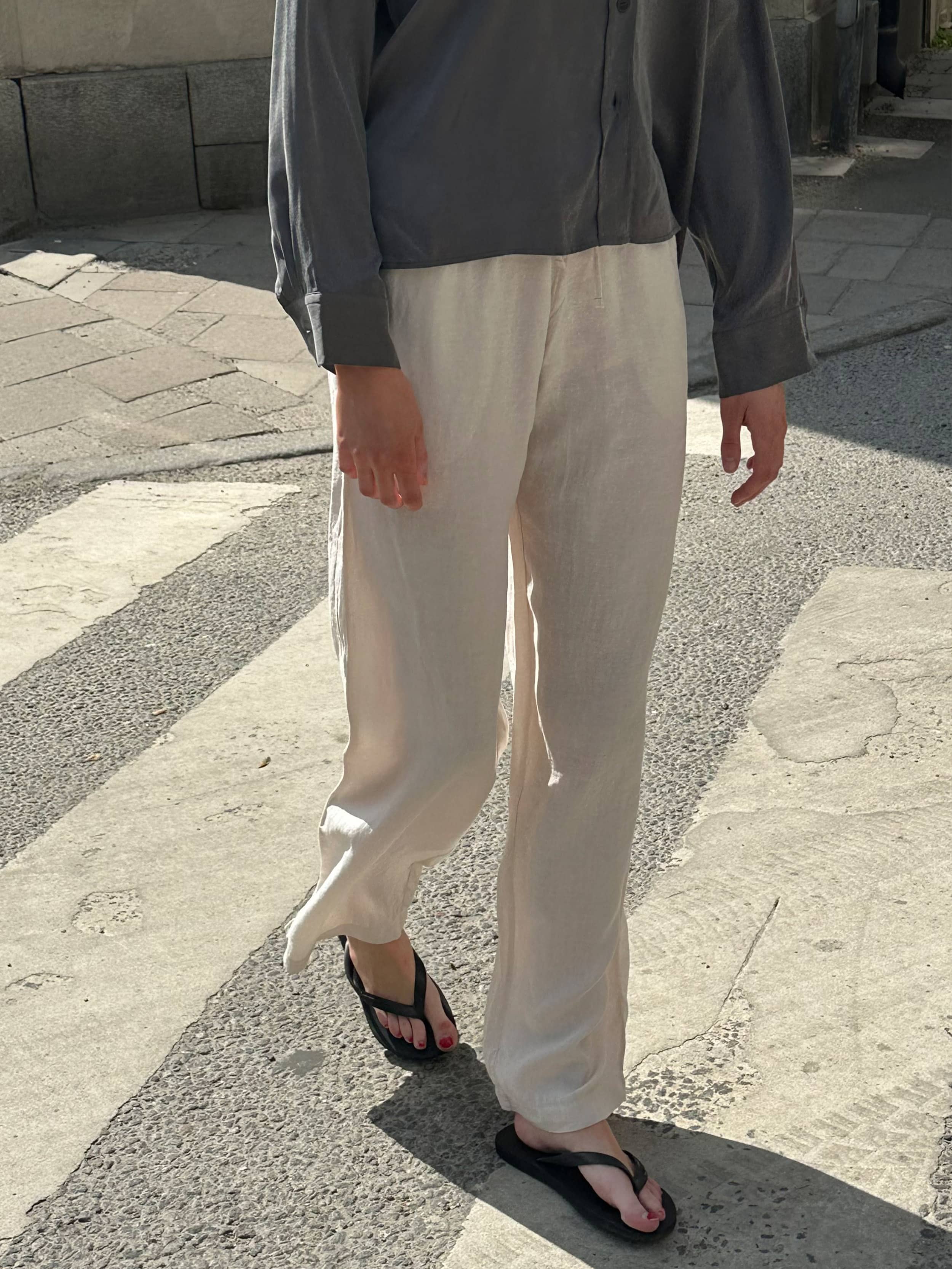 Linen Pants Cream - Tall - Cream | Djerf Avenue