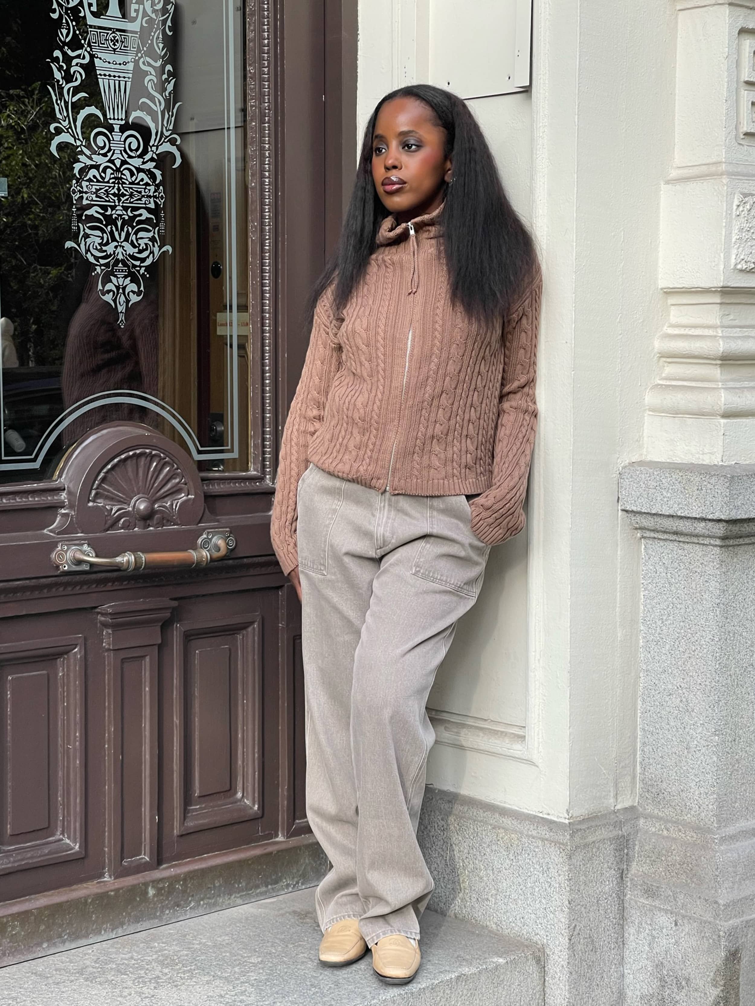 Ready Set Go Cardigan Brown - Brown | Djerf Avenue