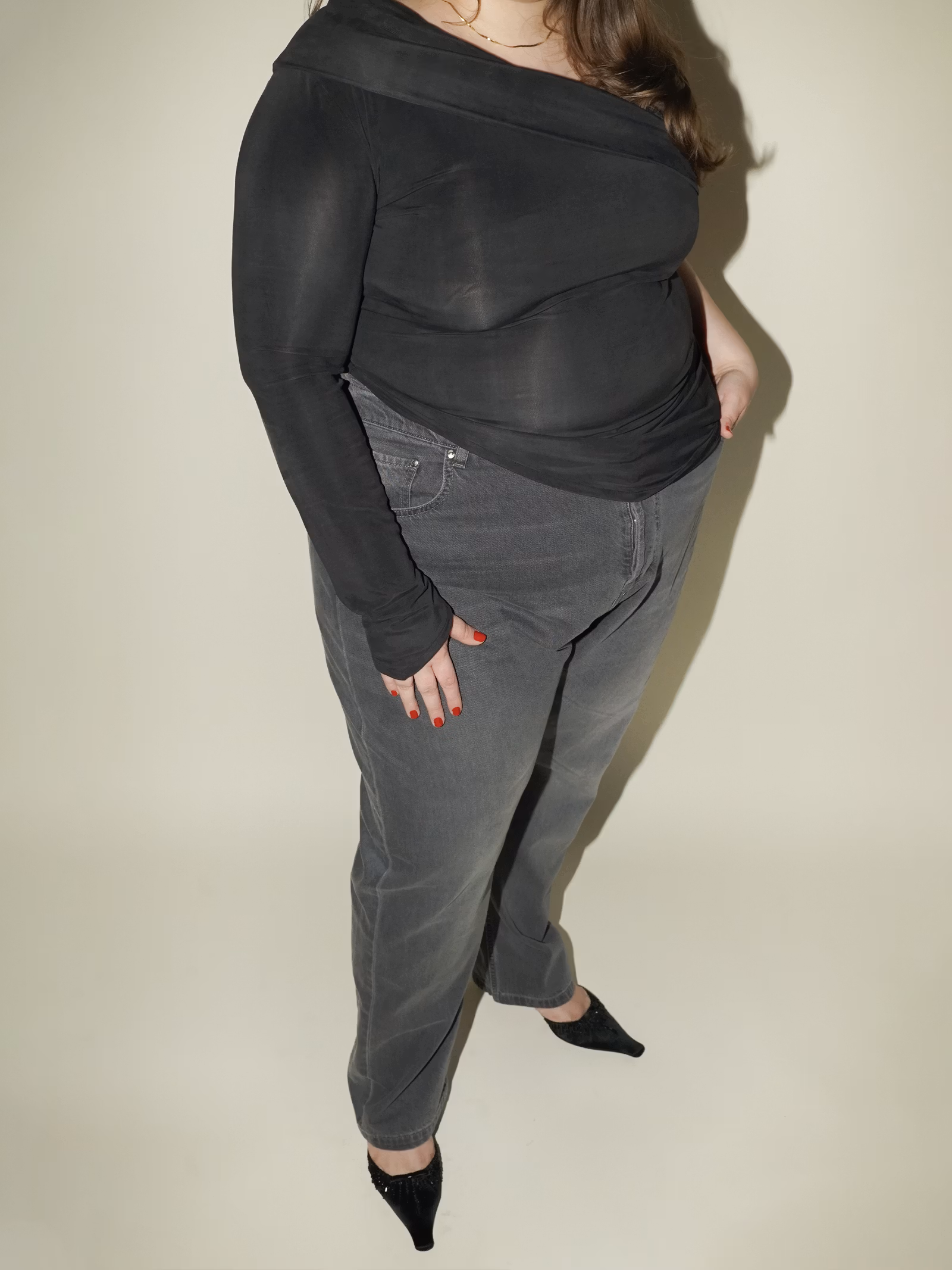 Midnight One Shoulder Top Ash