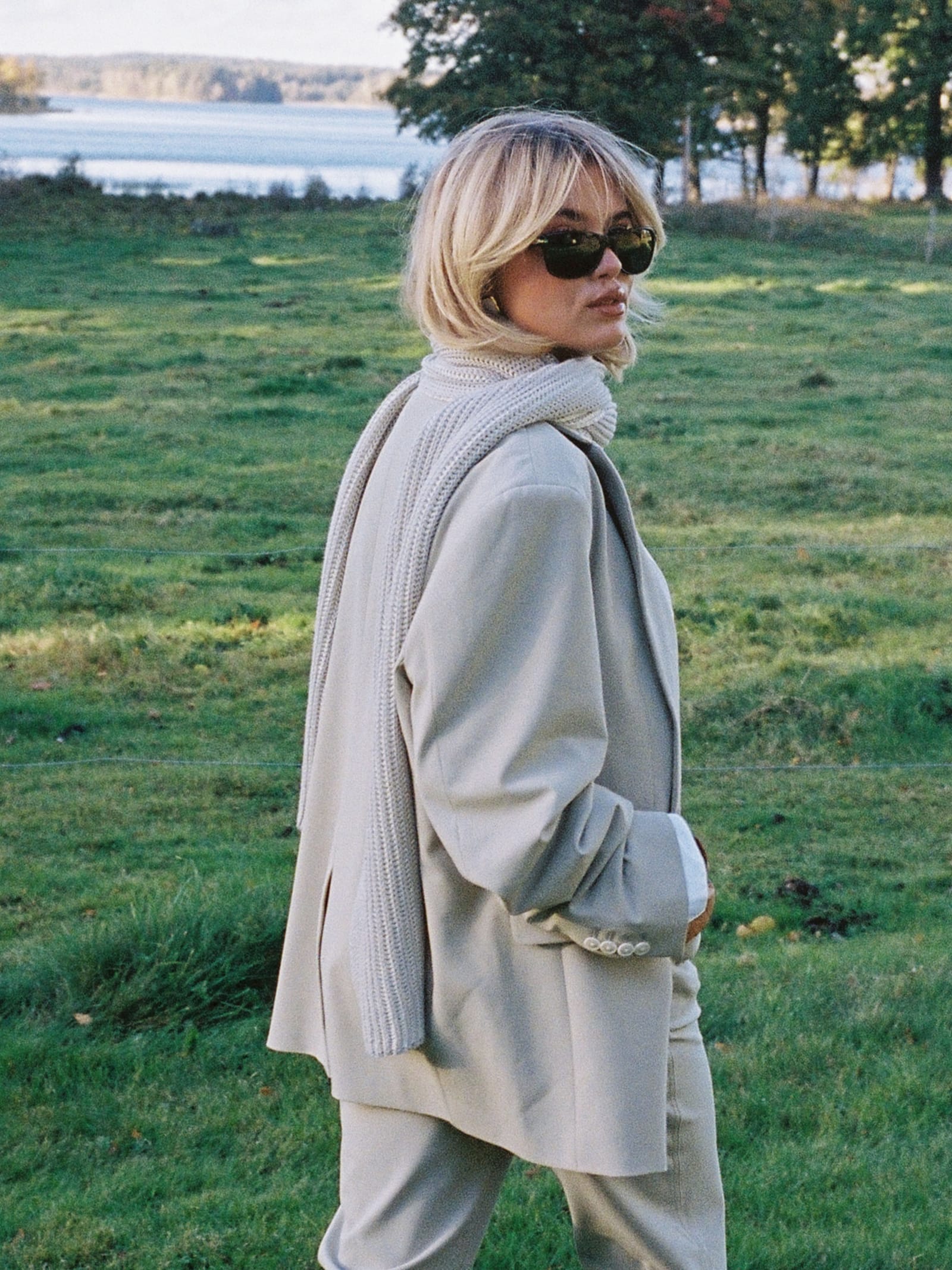 Contrast Scarf Beige