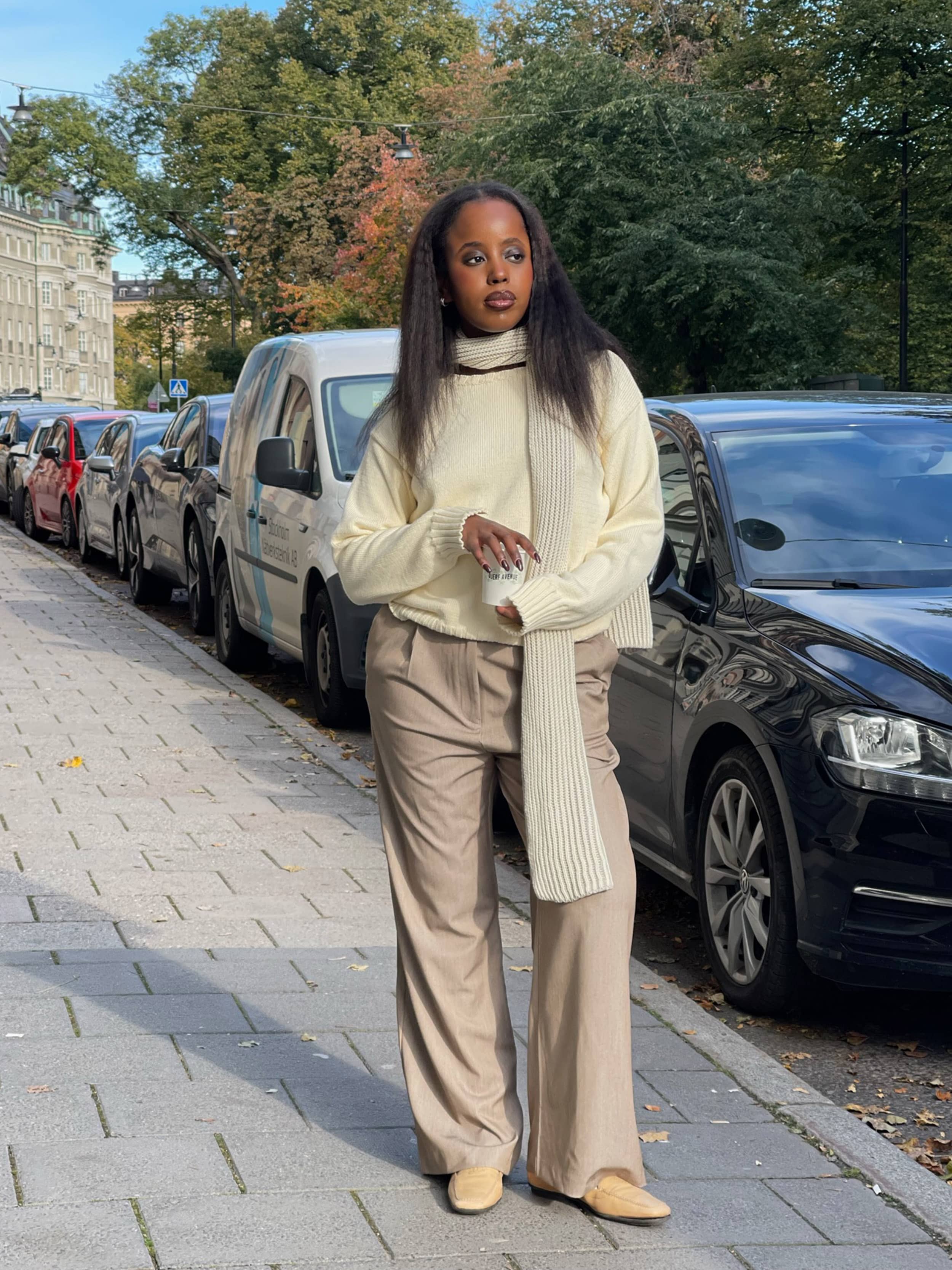 Contrast Scarf Beige - Beige | Djerf Avenue