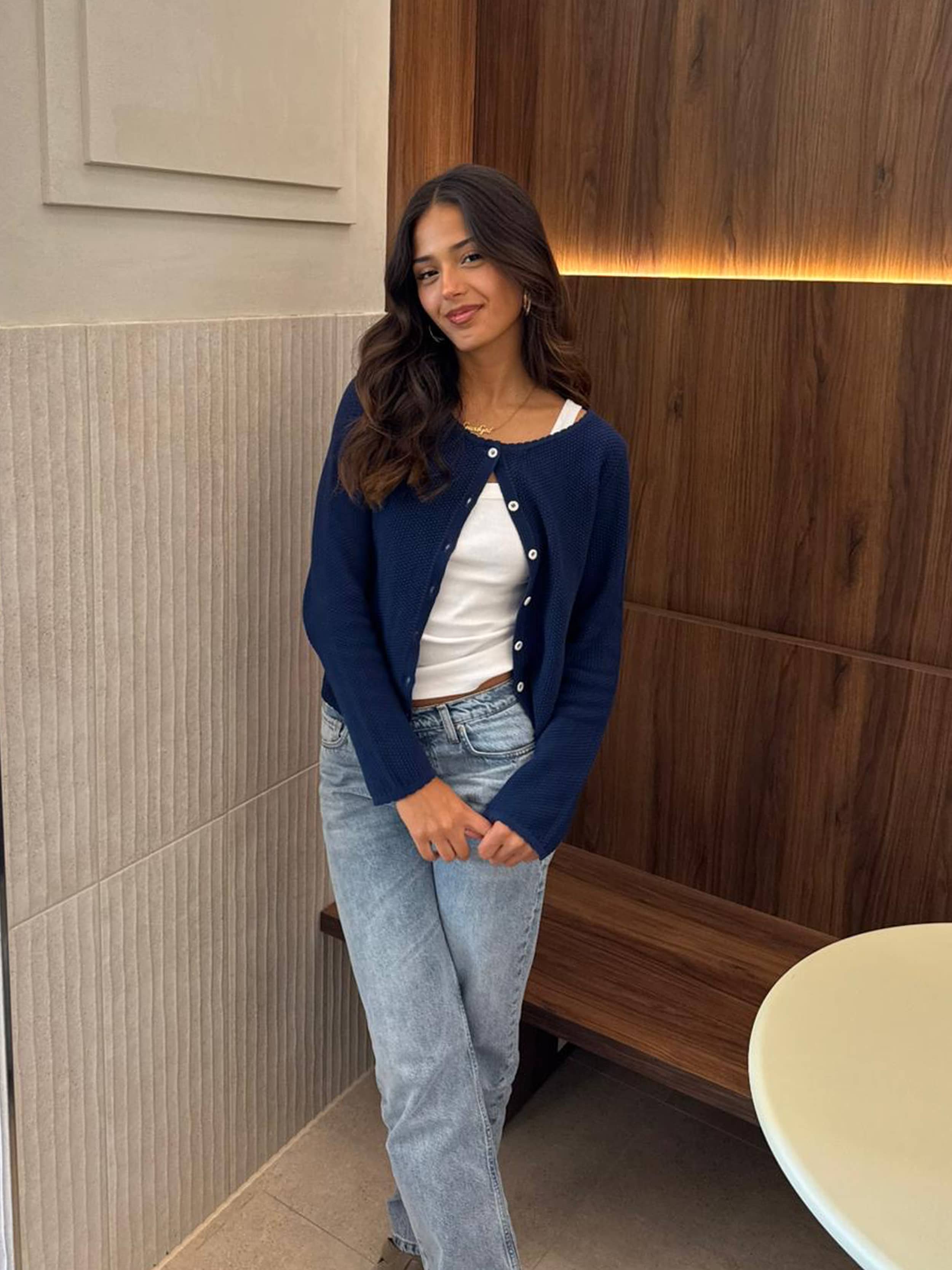 Amorini Cardigan Dark Blue - Dark blue | Djerf Avenue