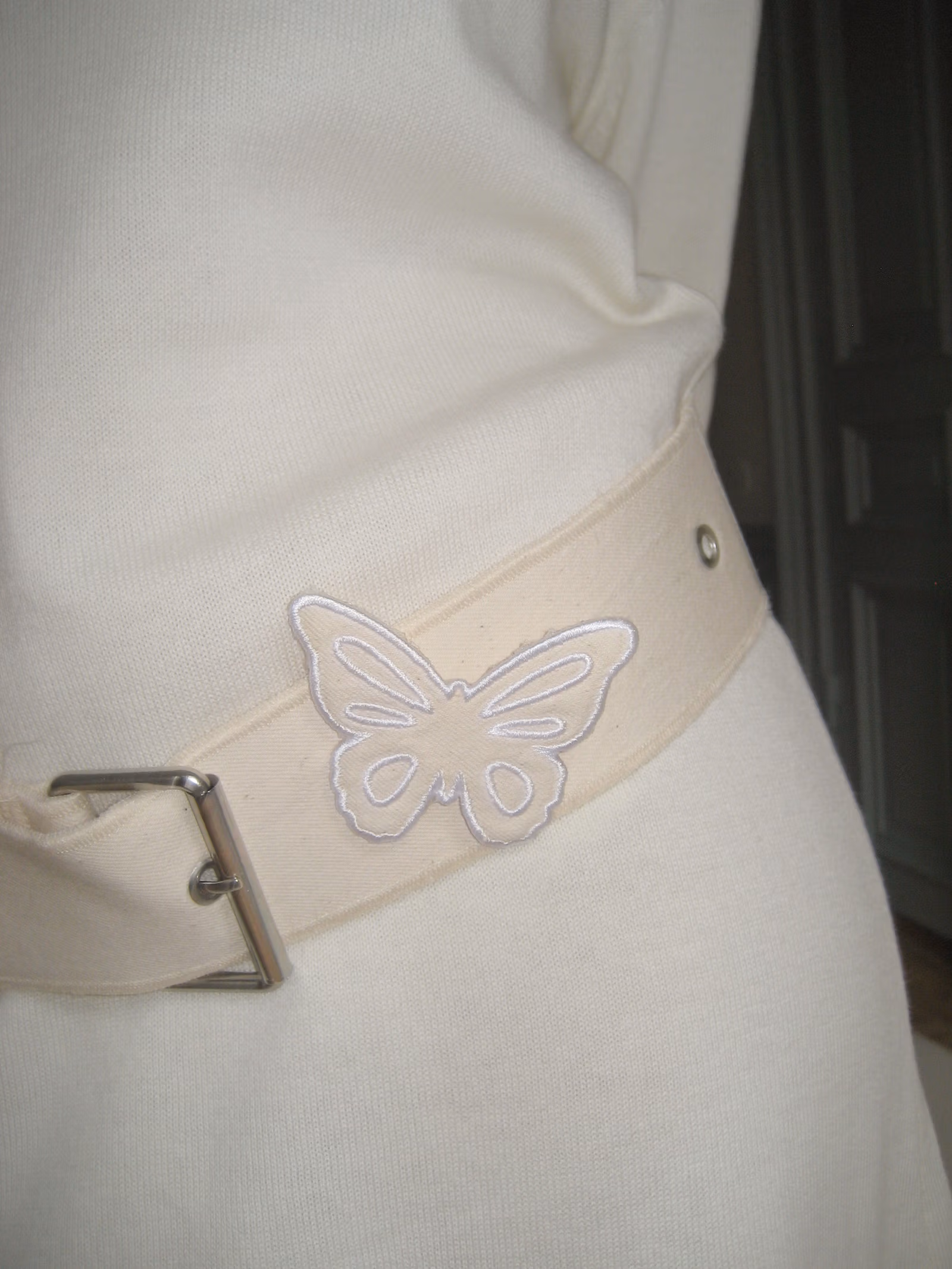 Remake Denim Butterfly Belt Cream