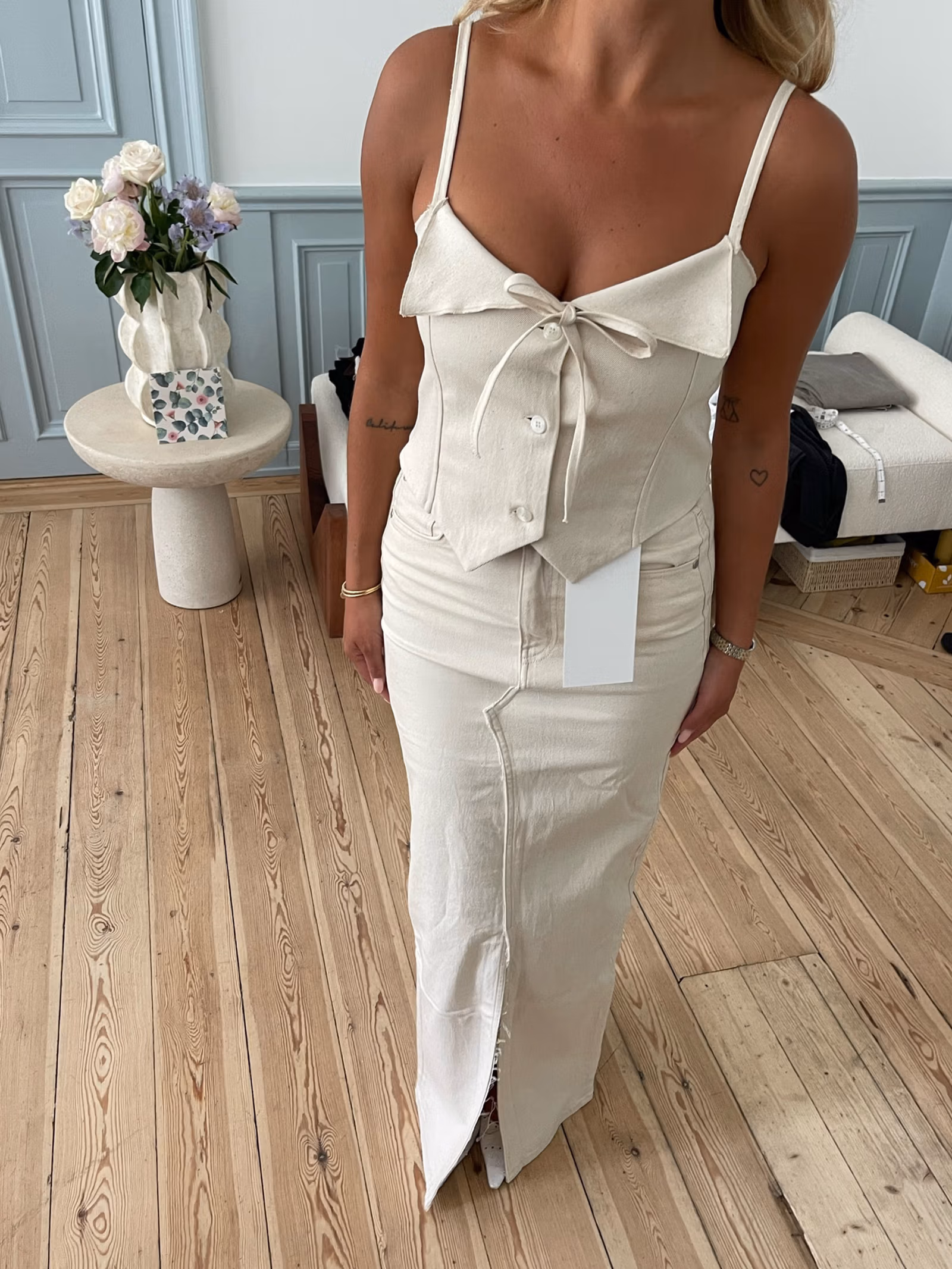 Remake Denim Top Cream