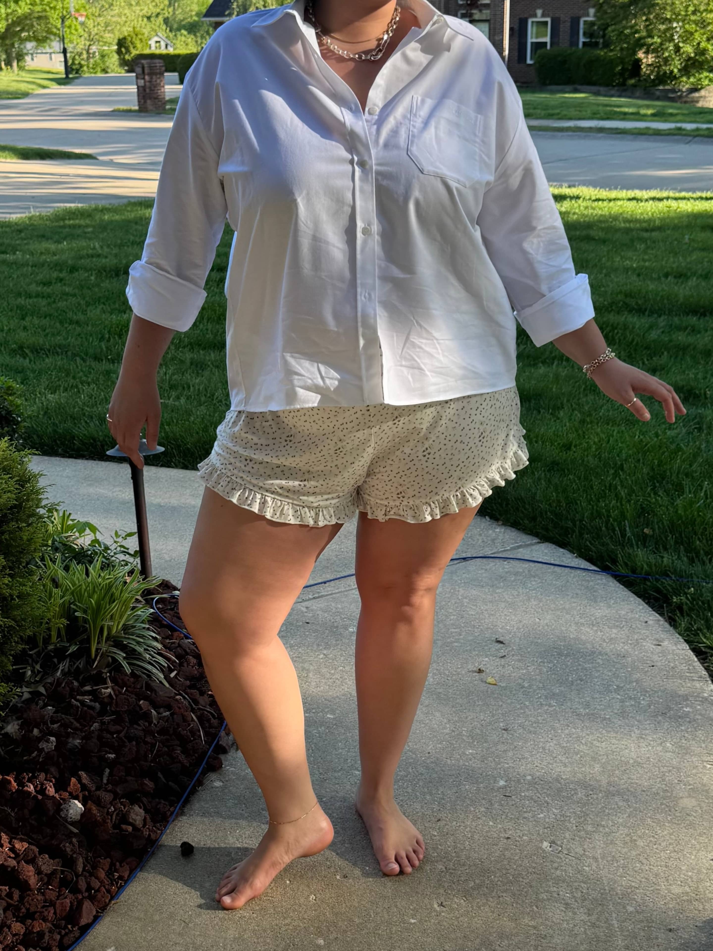 Go Slow Ruffle Shorts Blueberry Bloom Cream - Blueberry Bloom