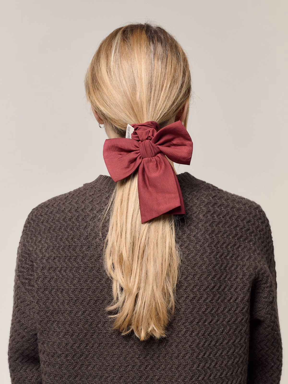 Go Slow Bow Scrunchie Burgundy