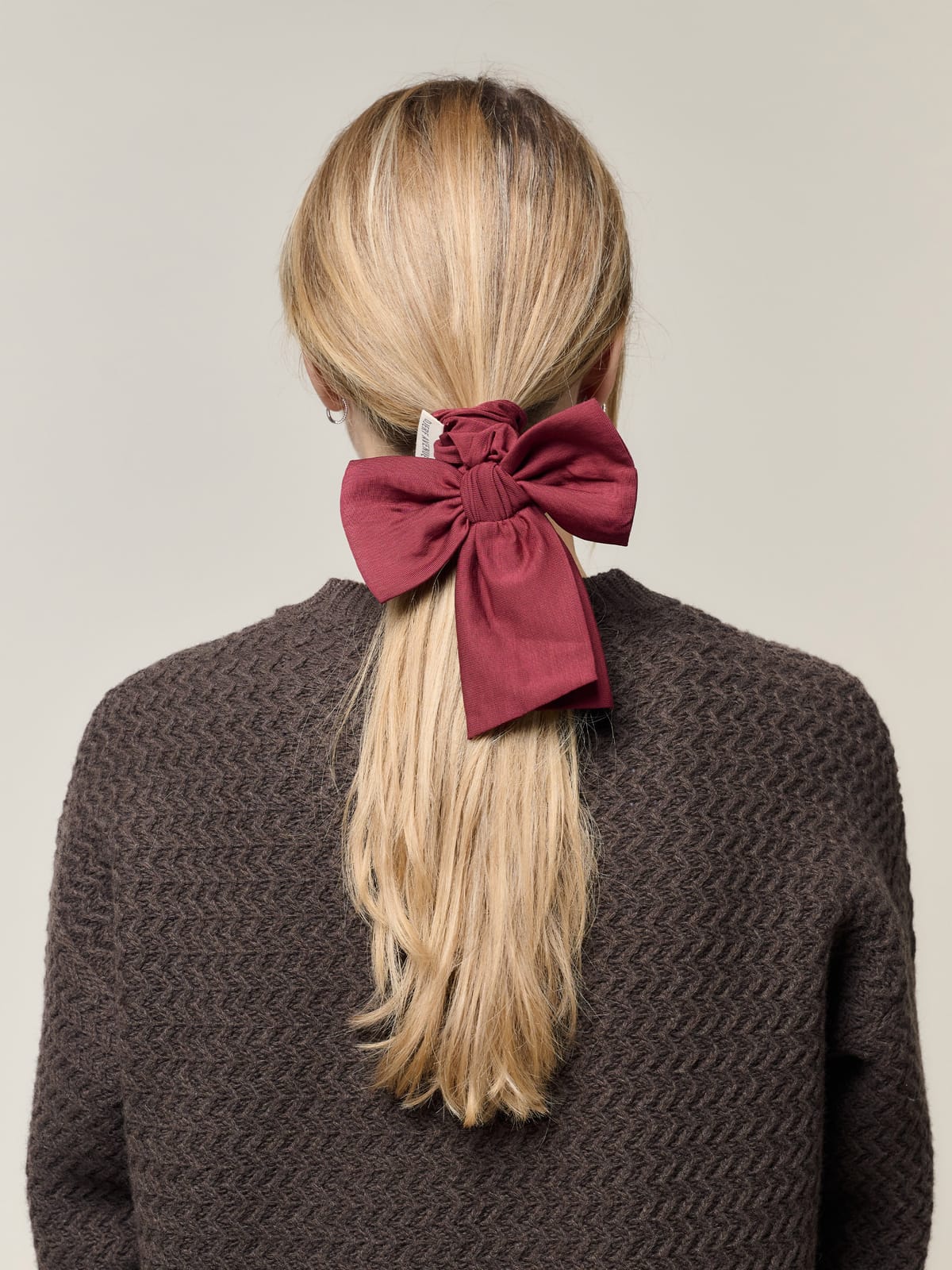 Go Slow Bow Scrunchie Burgundy