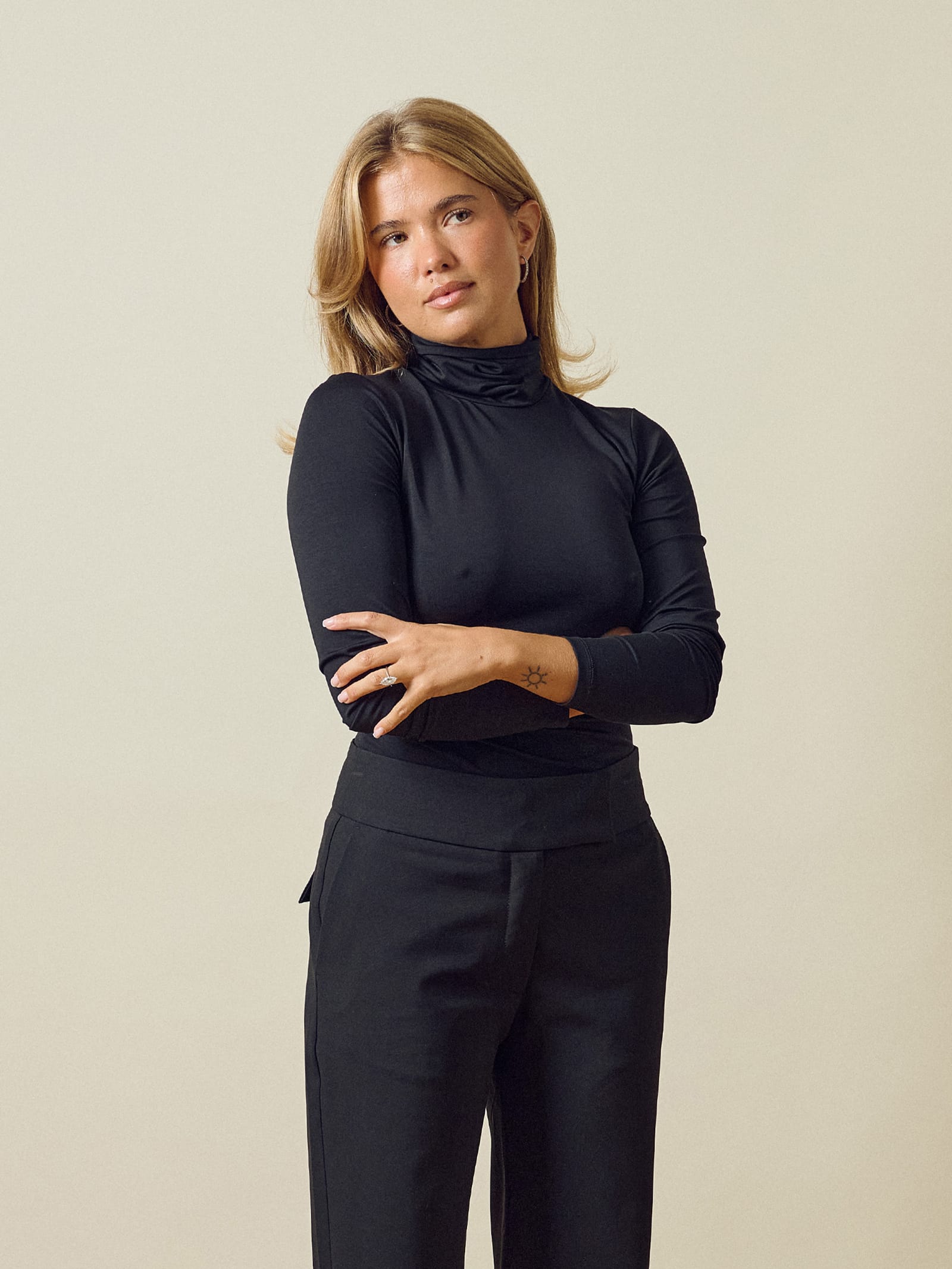 Daily Turtleneck Top Black