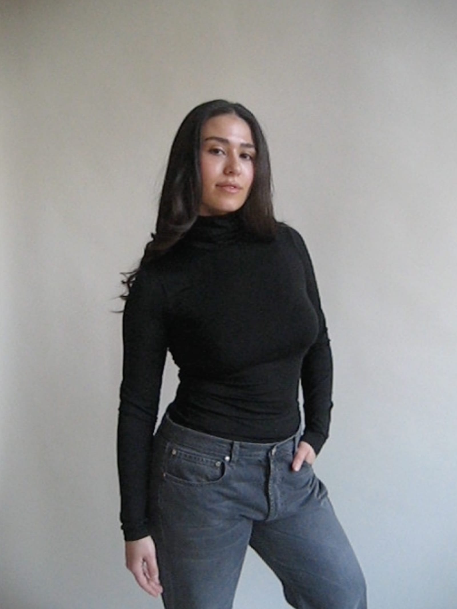 Daily Turtleneck Top Black