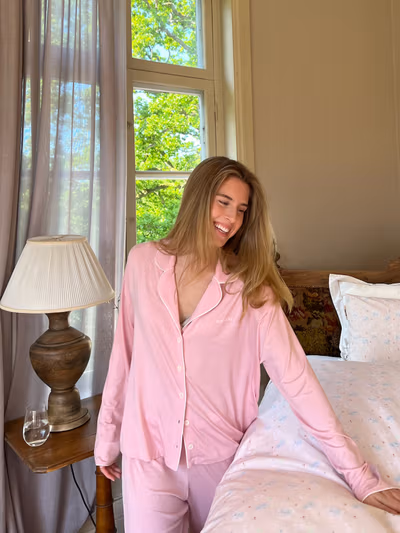 Go Slow PJ Shirt Pink/White