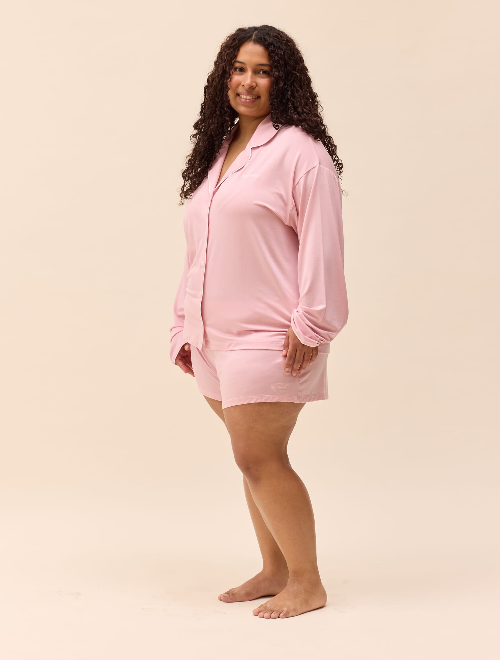 Go Slow PJ Shirt Pink/White