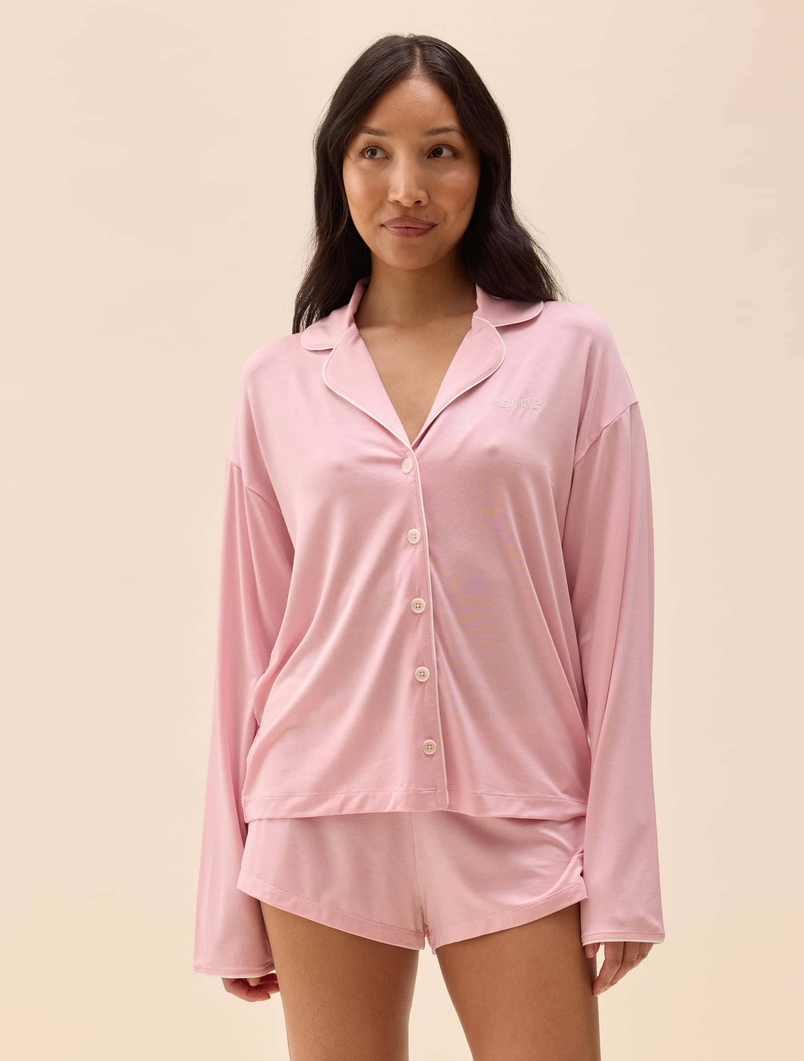 Go Slow PJ Shirt Pink/White