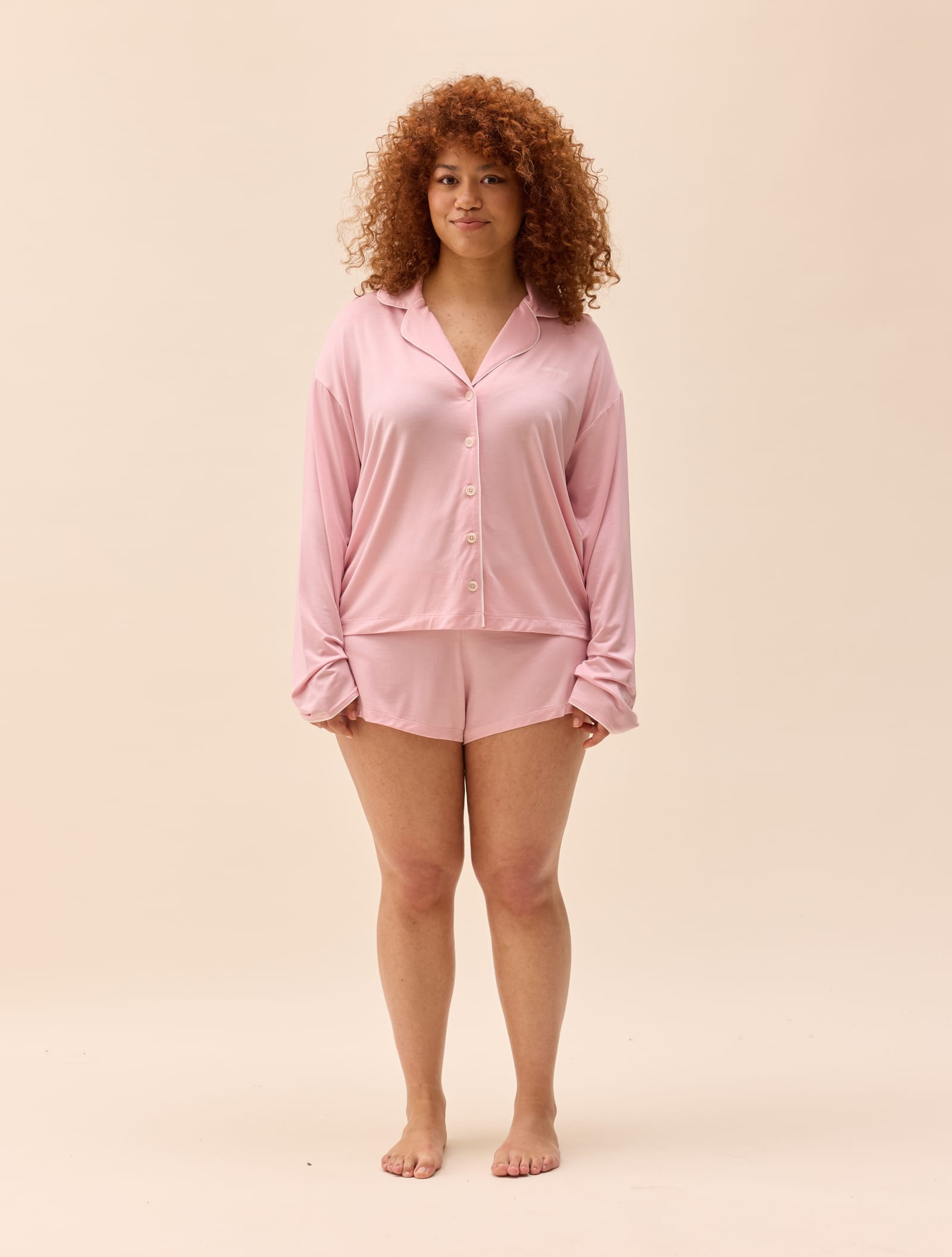 Go Slow PJ Shirt Pink/White