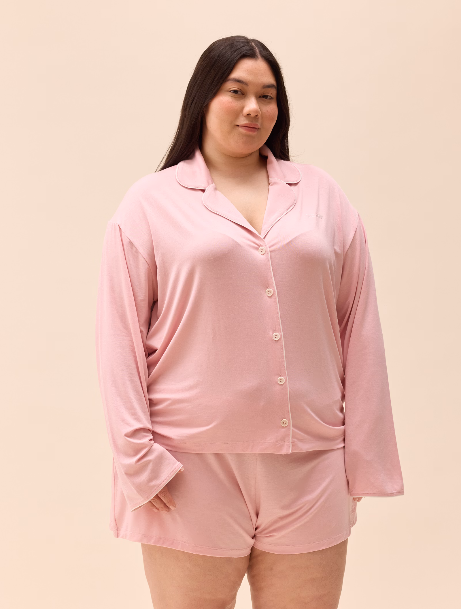 Go Slow PJ Shirt Pink/White