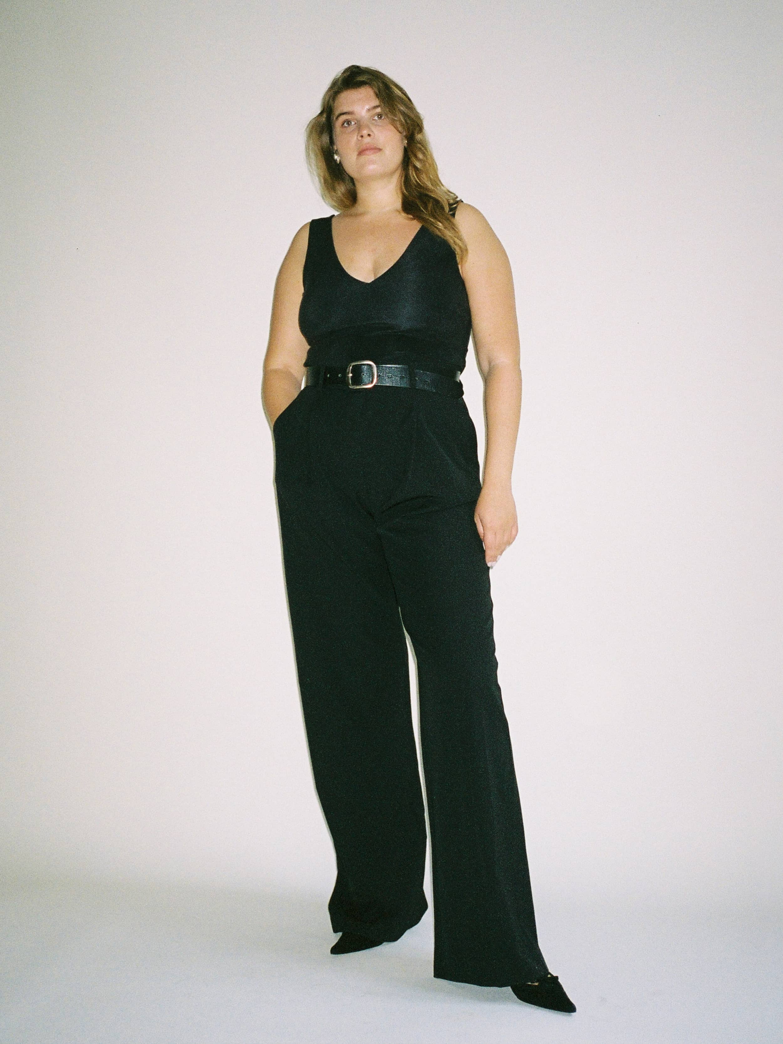 Tall Pantalon Large Taille Haute Noir Pieces Tall Pantalon Large