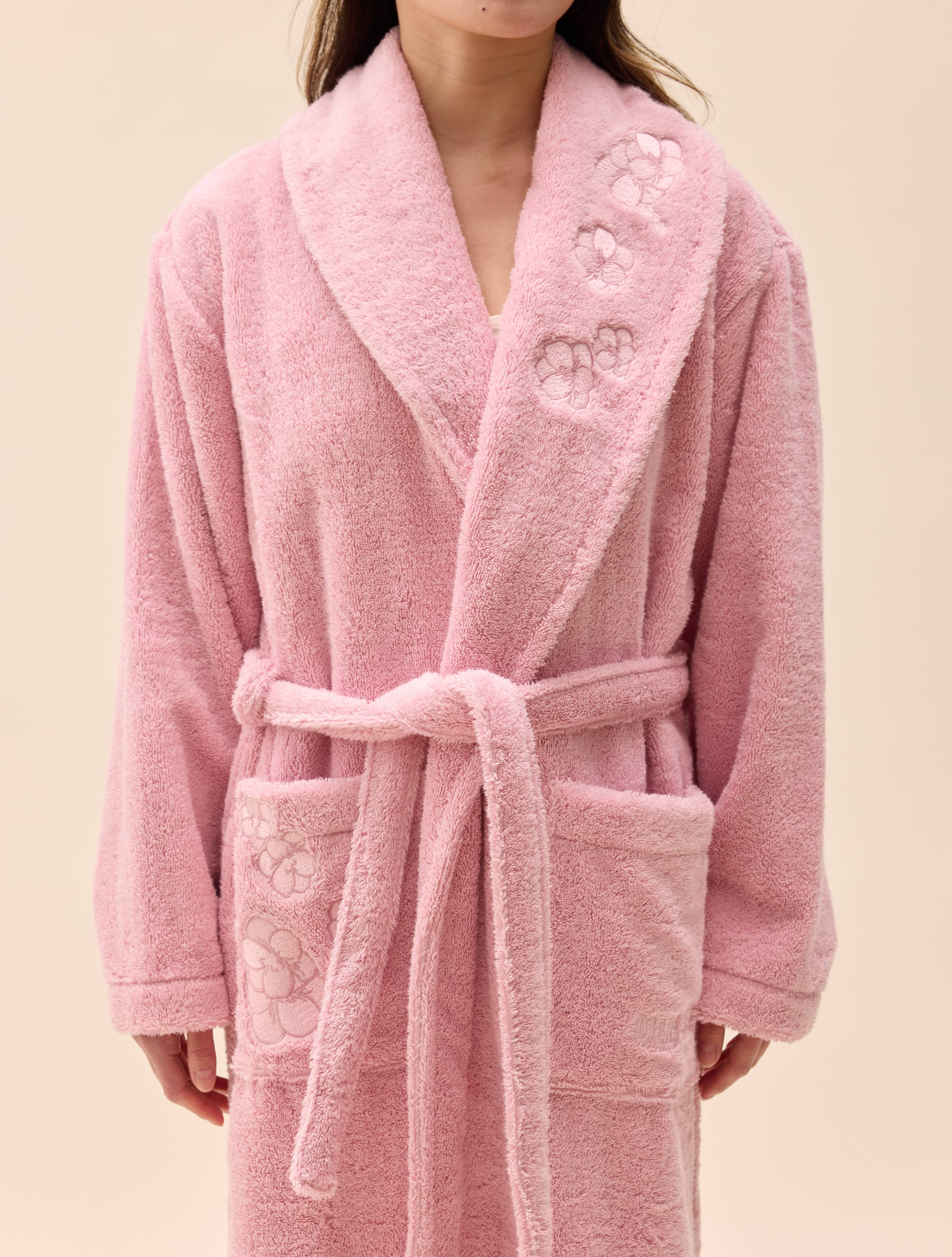 Bath Robe Pink Flower - Pink | Djerf Avenue