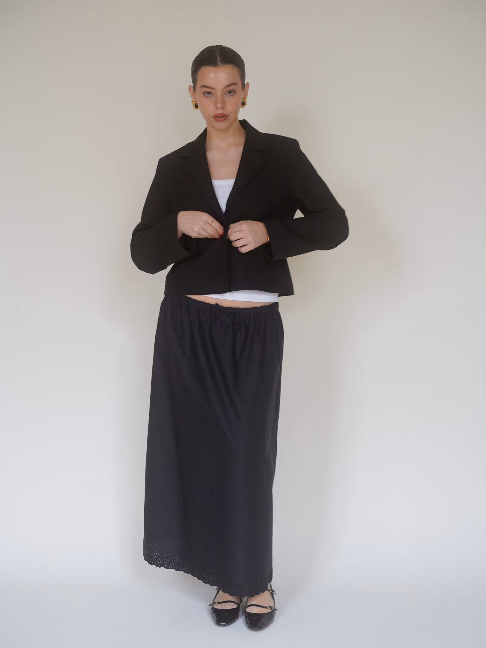 Breezy Midi Skirt Black