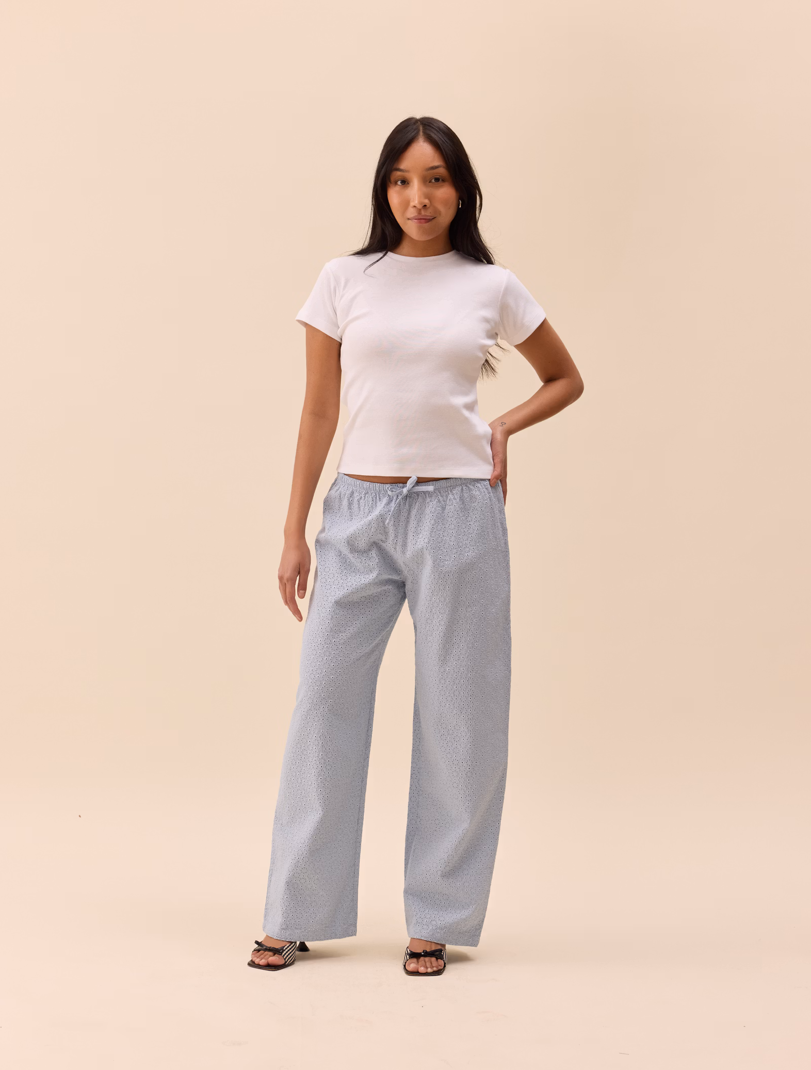 Broderie Pants Airy Blue