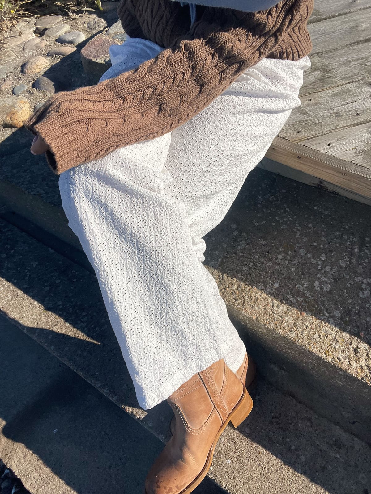 Broderie Pants White
