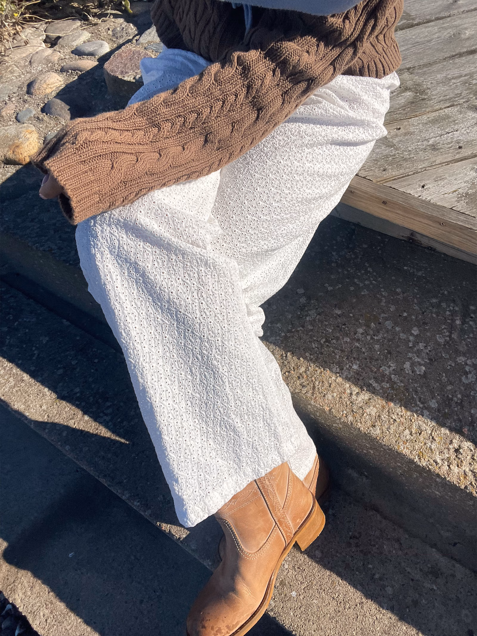 Broderie Pants White