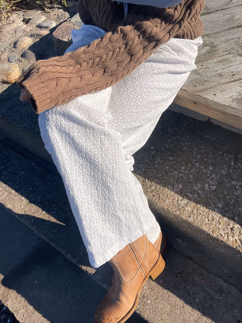 Broderie Pants White
