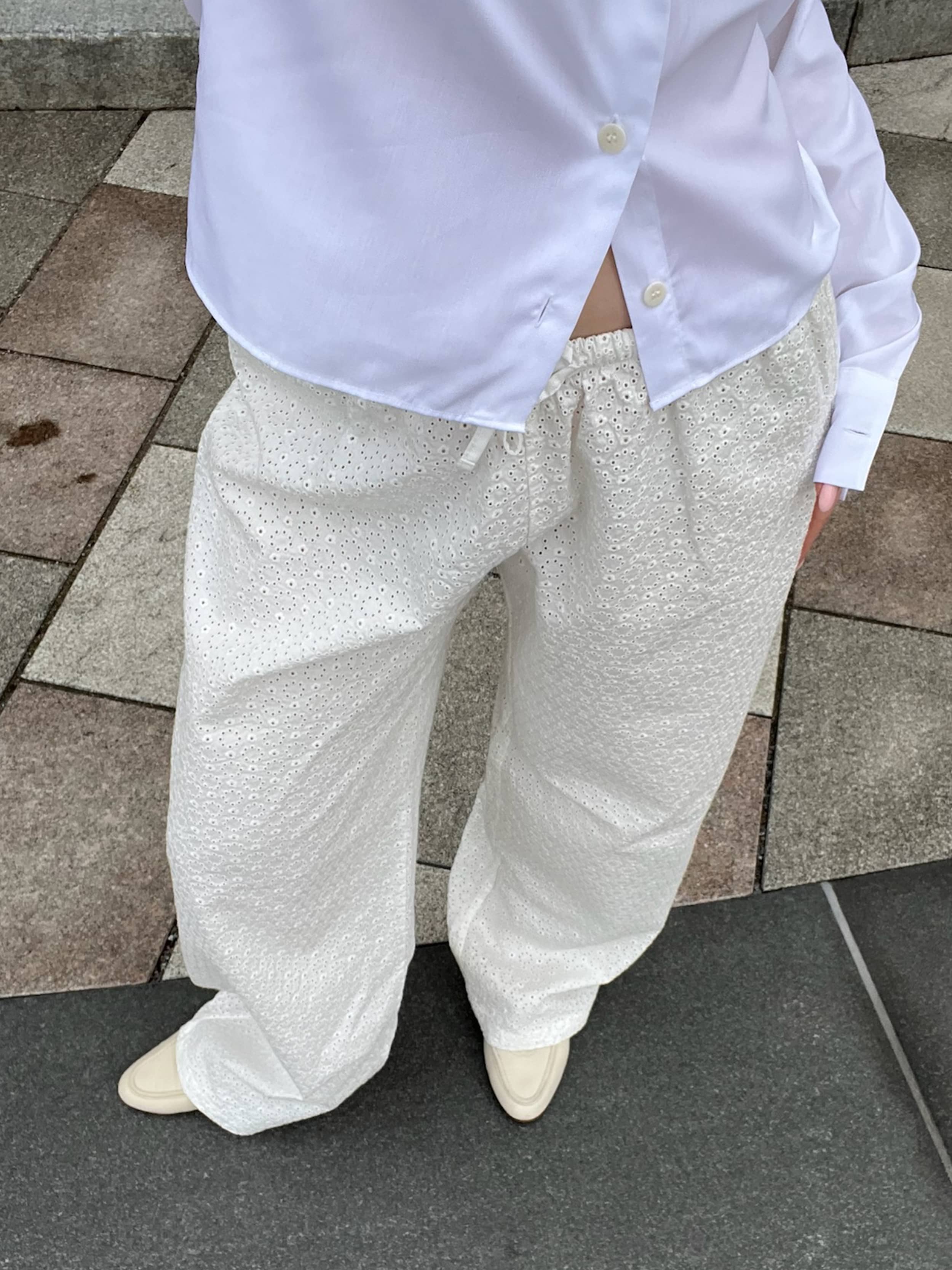 Broderie Pants White - White | Djerf Avenue