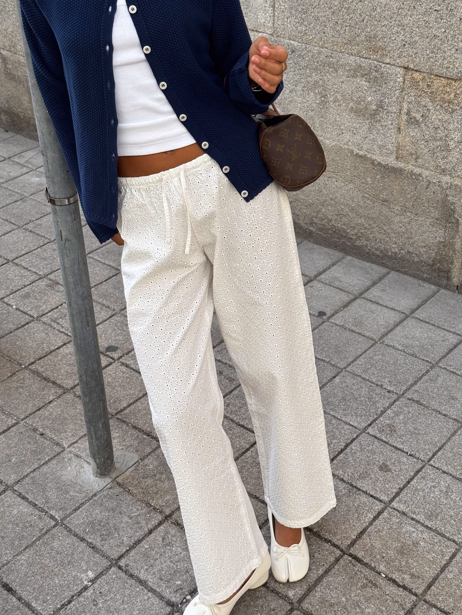 Broderie Pants White