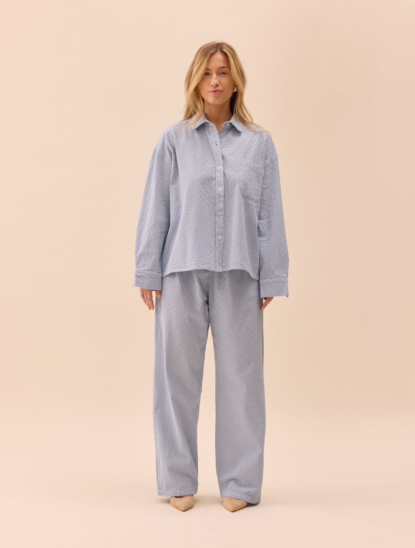 Broderie Pants Airy Blue - Tall