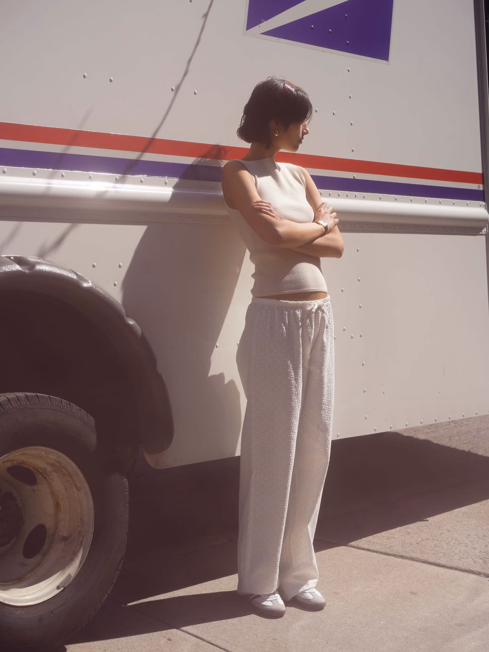 Broderie Pants White - Tall
