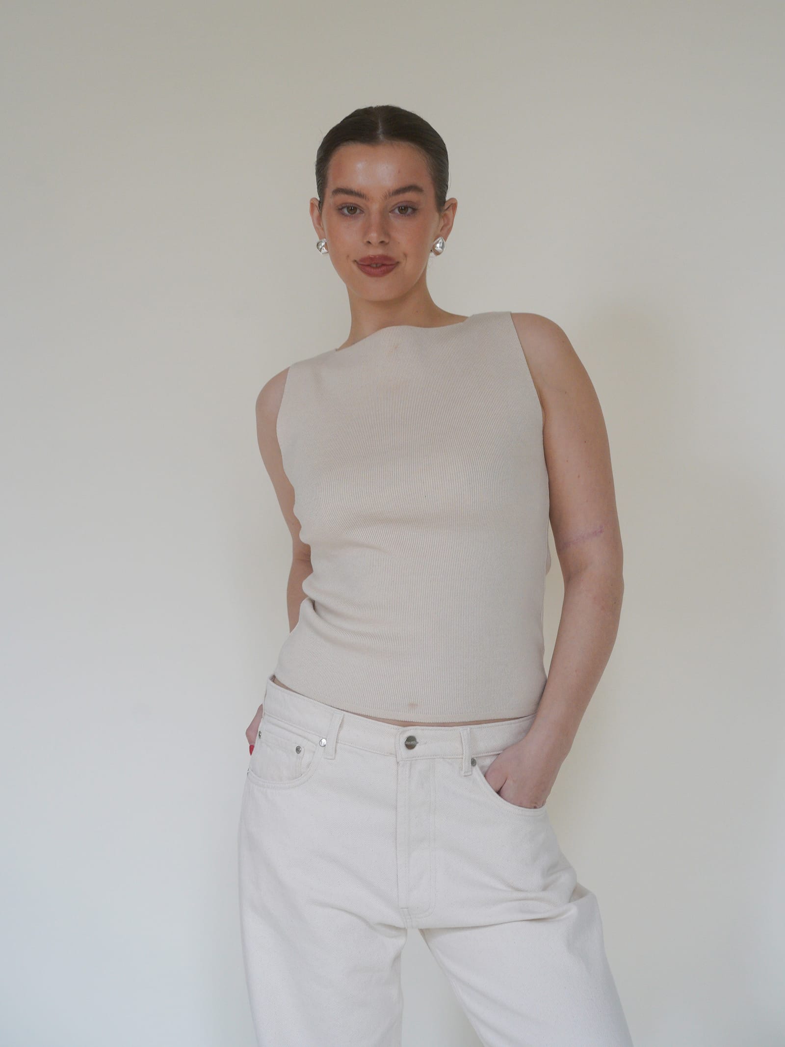 Bateau Tank Top Cream